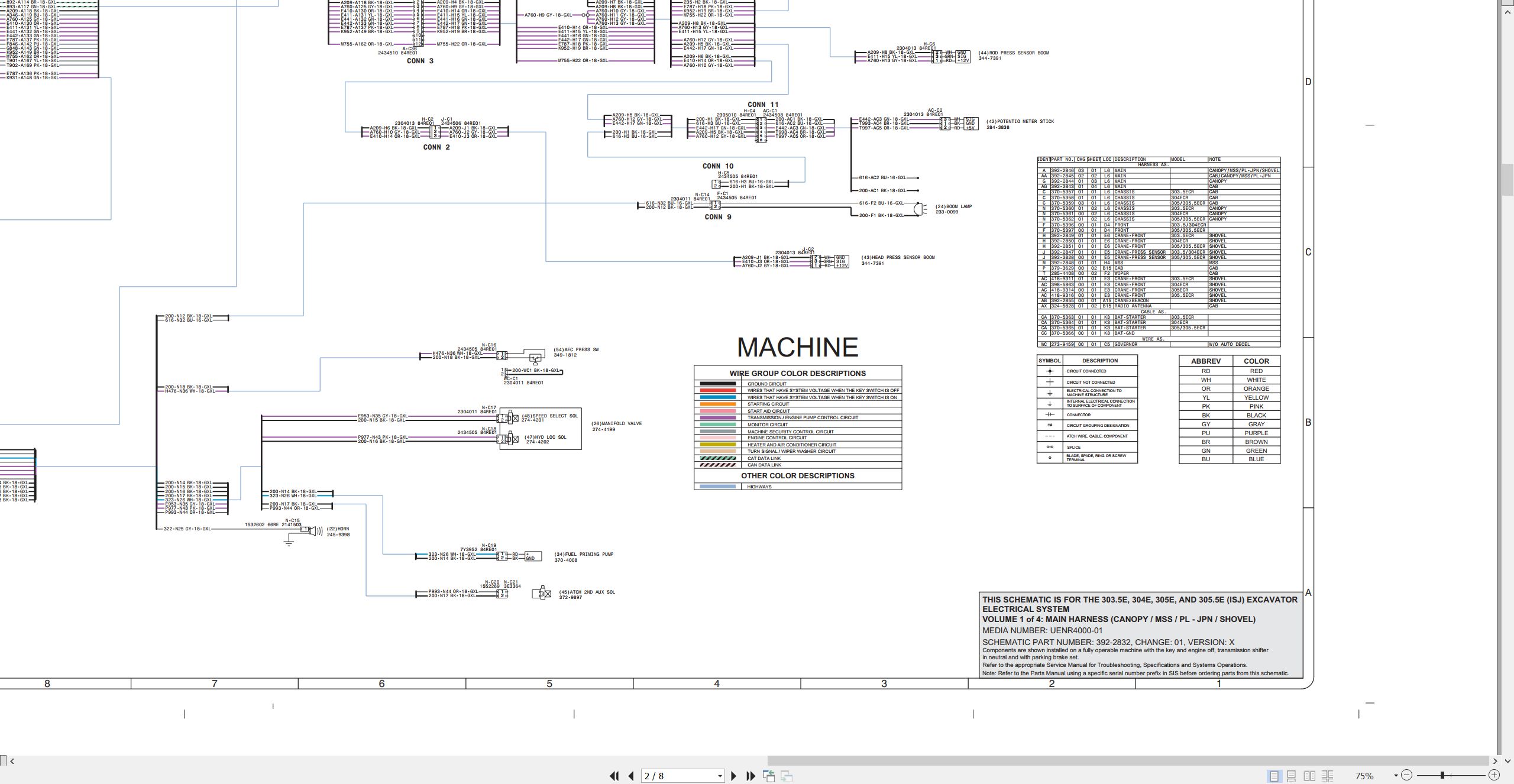 CAT Mini Hydraulic Excavator 305E Electrical Hydraulic Schematic (2)