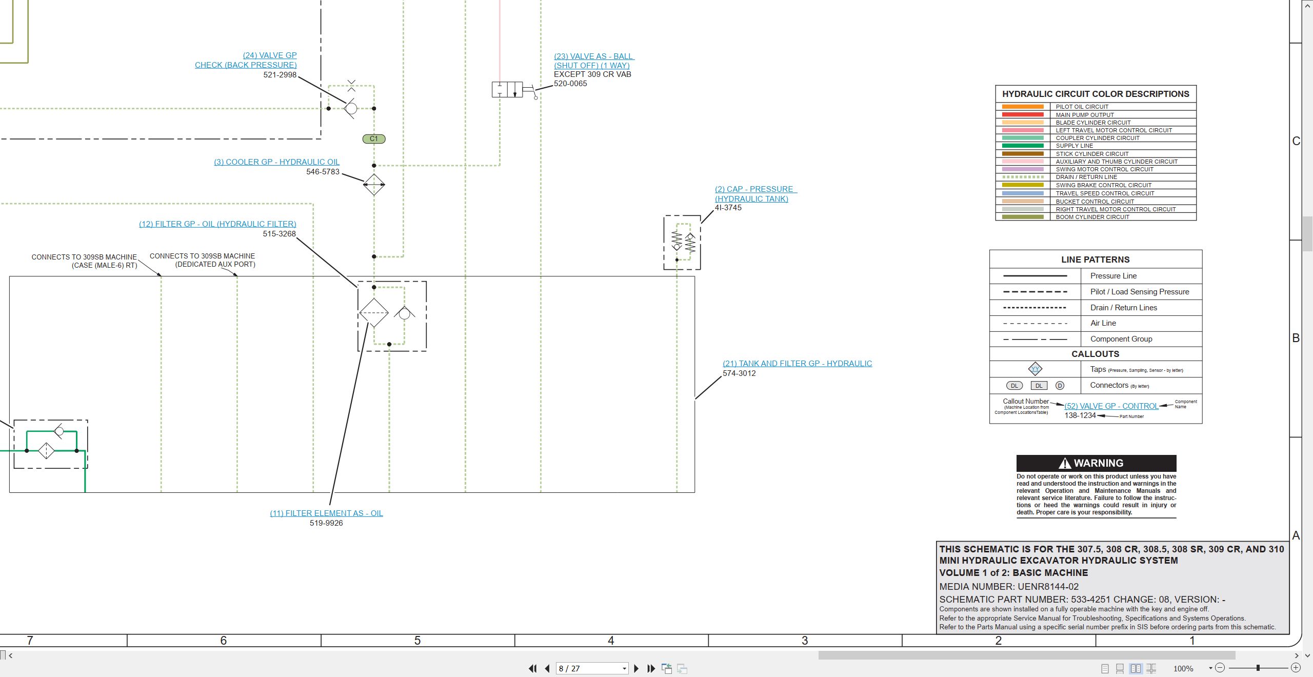 CAT Mini Hydraulic Excavator 307.5 Electrical Hydraulic Schematic (3)
