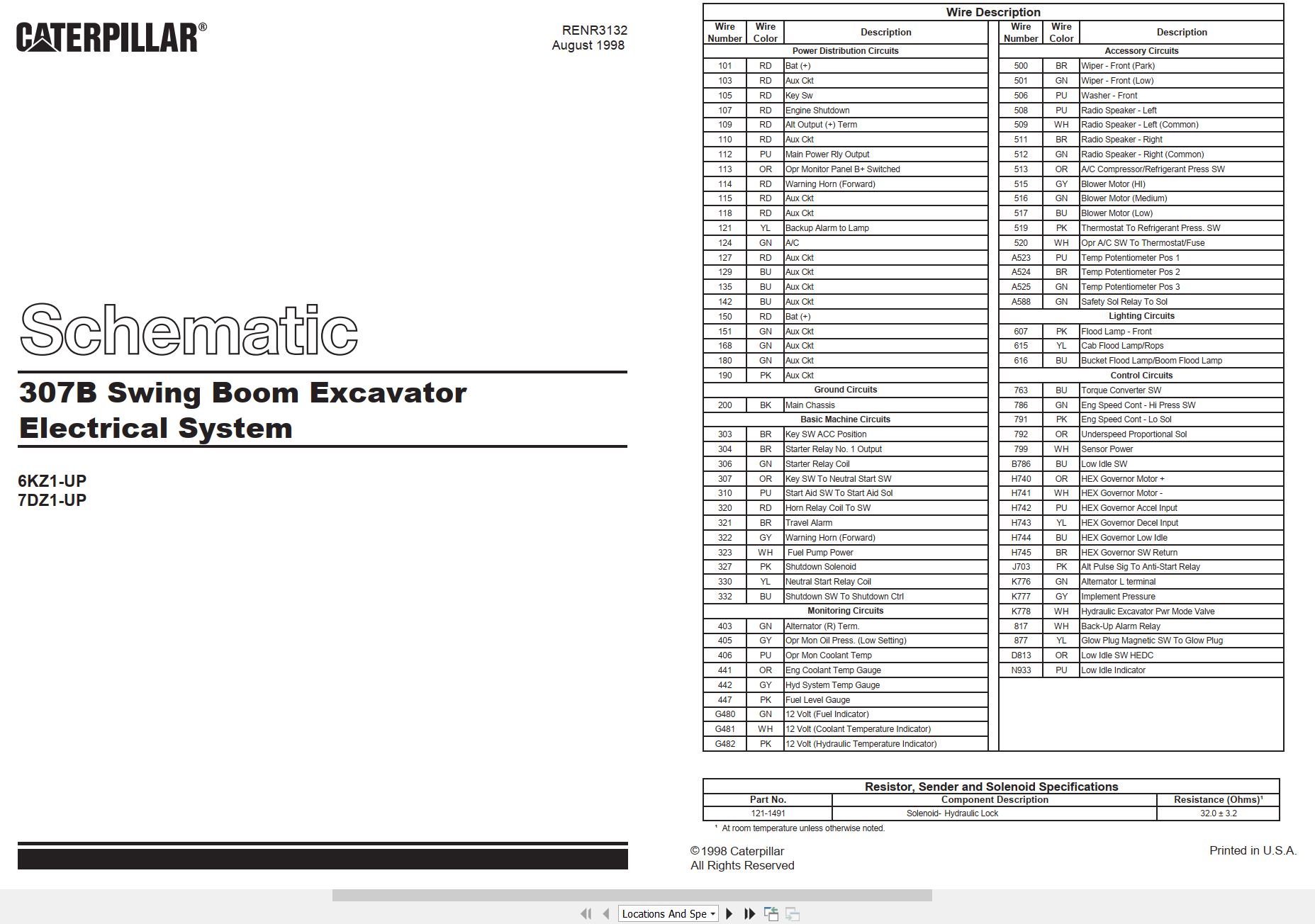 CAT Mini Hydraulic Excavator 307B Electrical Hydraulic Schematic (1)