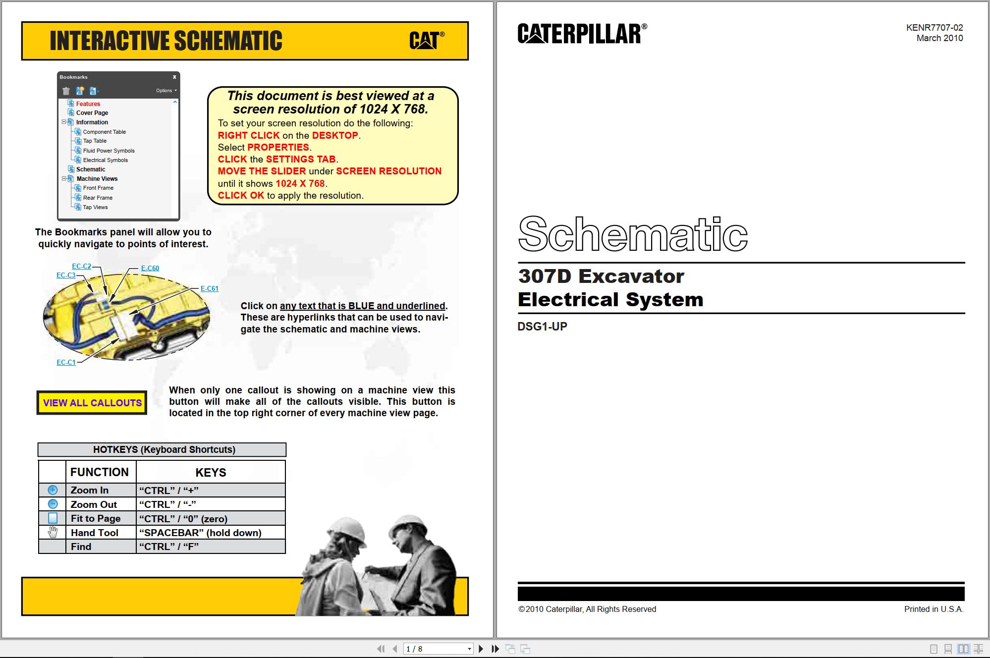 CAT Mini Hydraulic Excavator 307D Electrical Hydraulic Schematic (1)