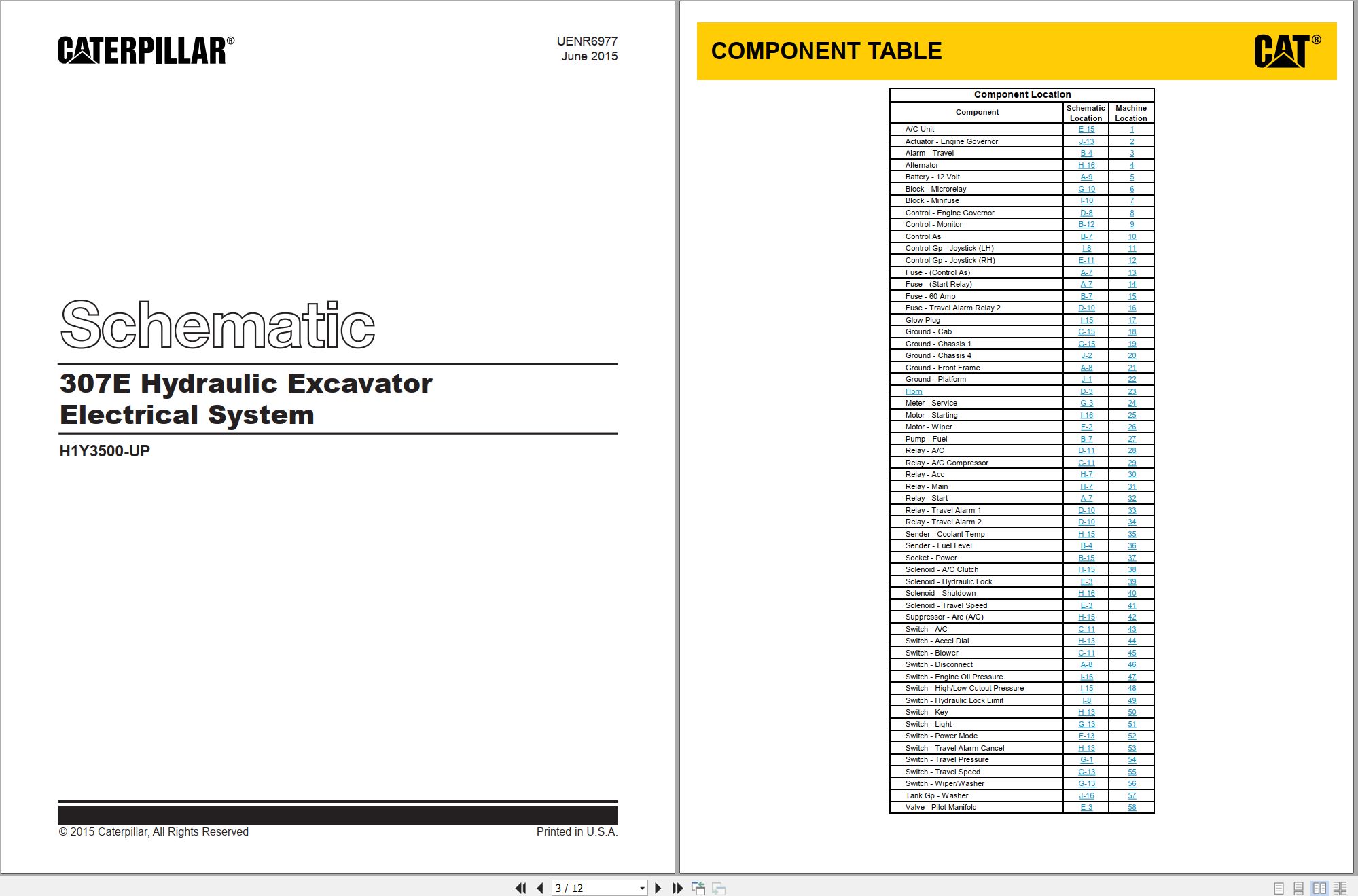 CAT Mini Hydraulic Excavator 307E Electrical Hydraulic Schematic (1)