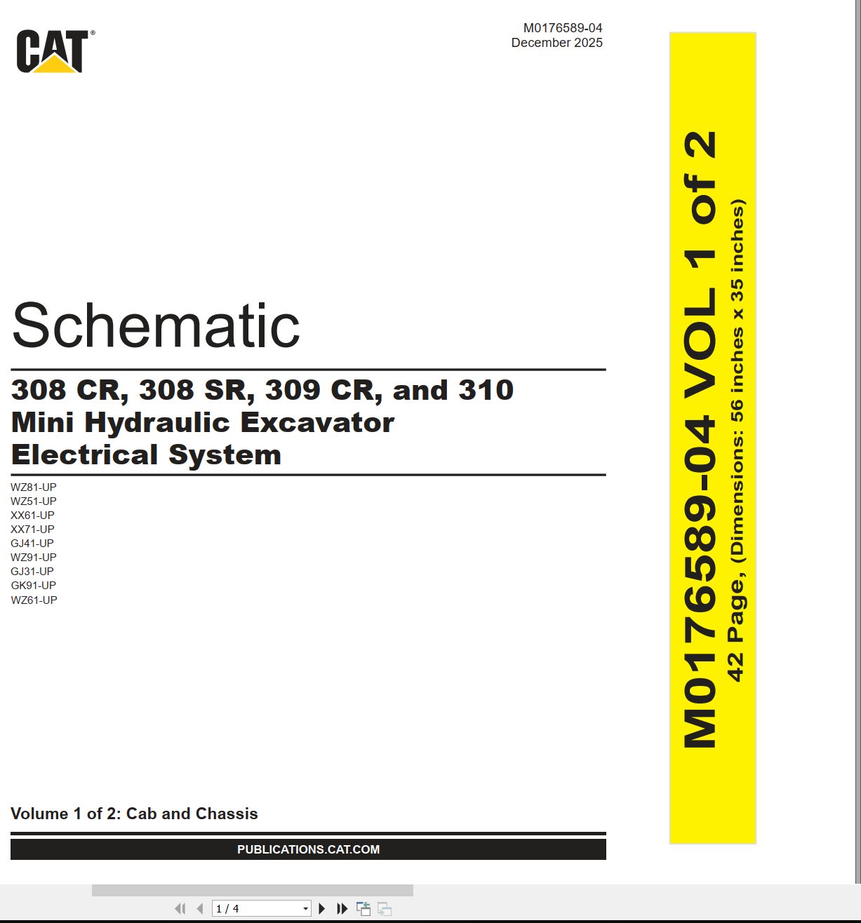 CAT Mini Hydraulic Excavator 308 CR Electrical Hydraulic Schematic (1)