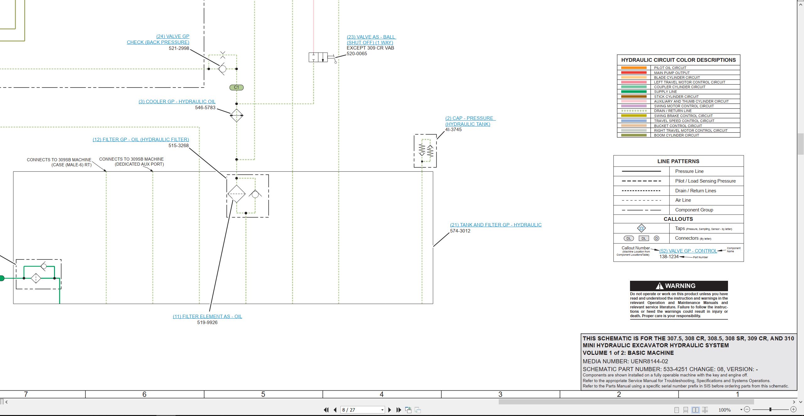 CAT Mini Hydraulic Excavator 308 SR Electrical Hydraulic Schematic (3)