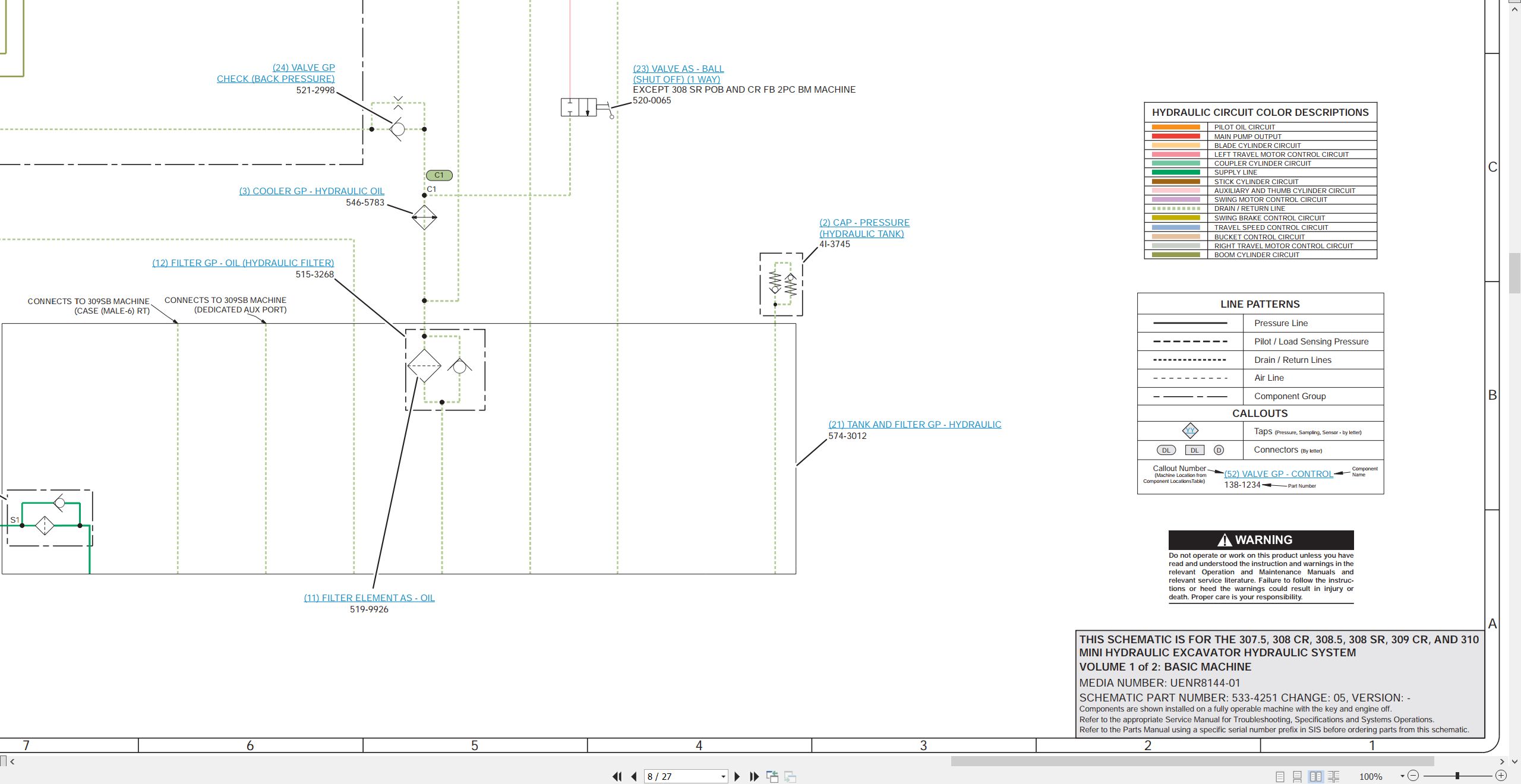CAT Mini Hydraulic Excavator 308.5 Electrical Hydraulic Schematic (3)
