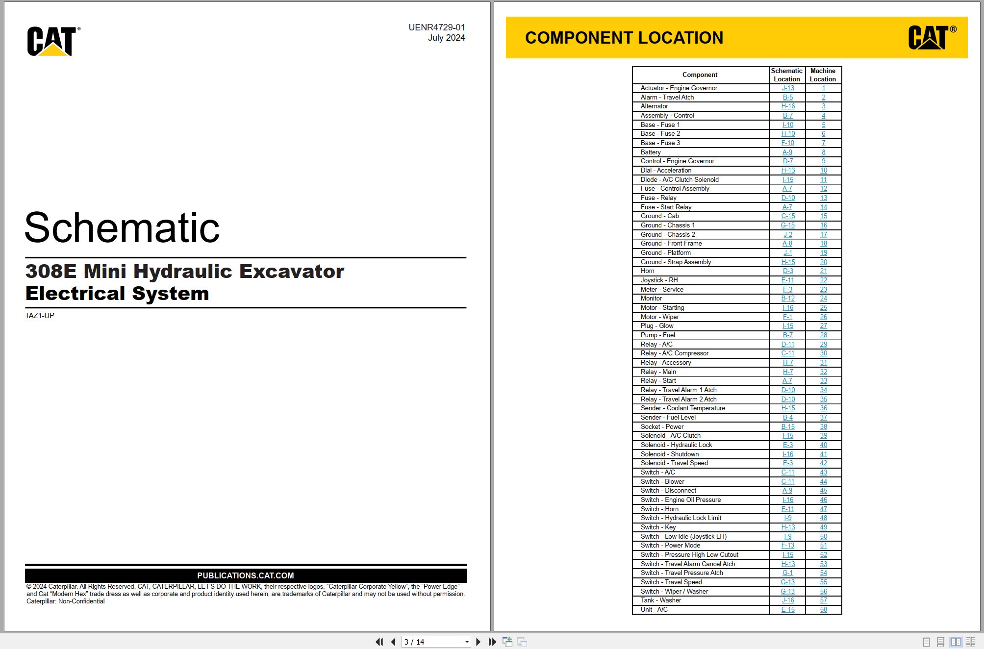 CAT Mini Hydraulic Excavator 308E Electrical Hydraulic Schematic (1)