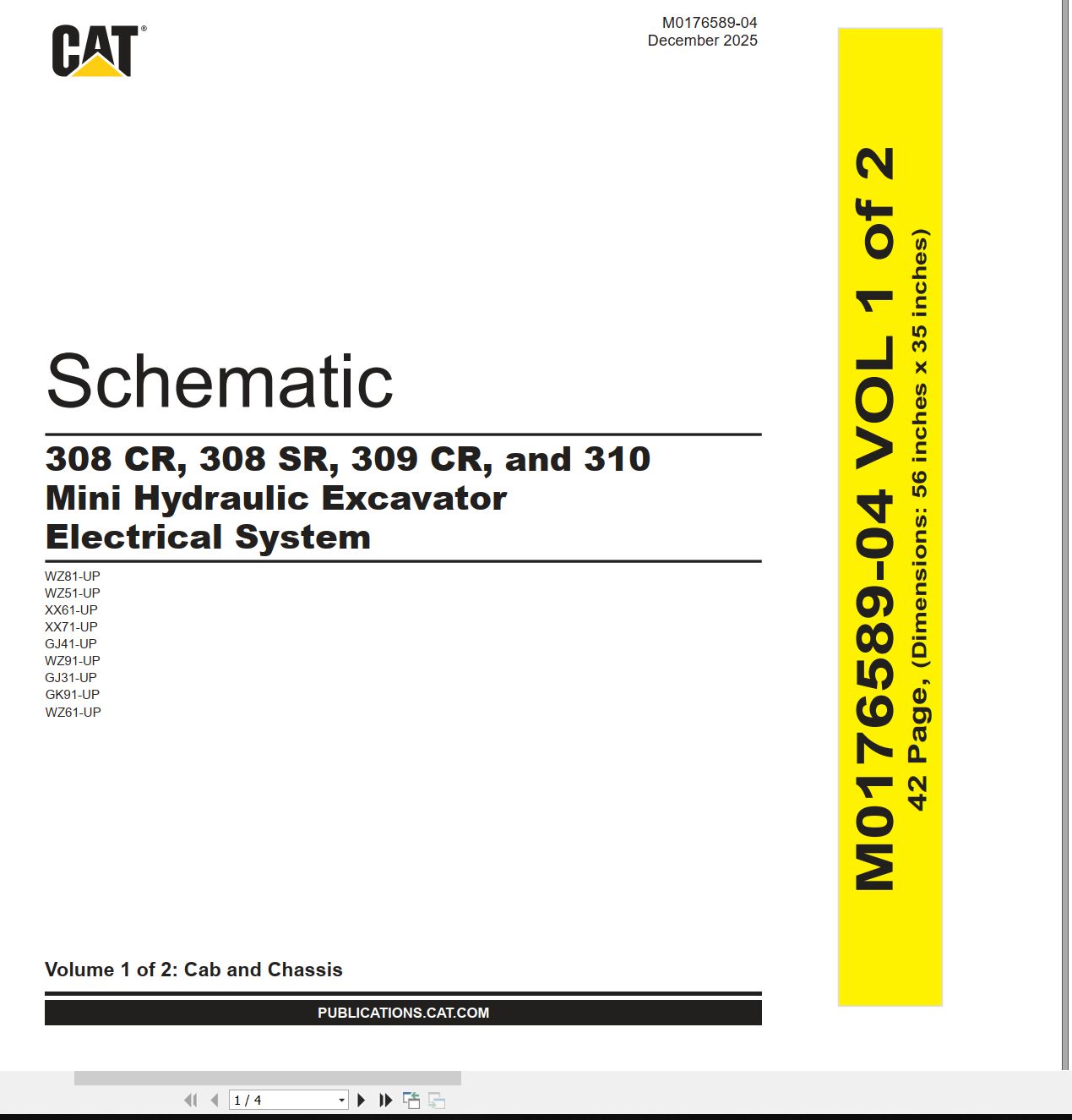 CAT Mini Hydraulic Excavator 309 CR Electrical Hydraulic Schematic (1)