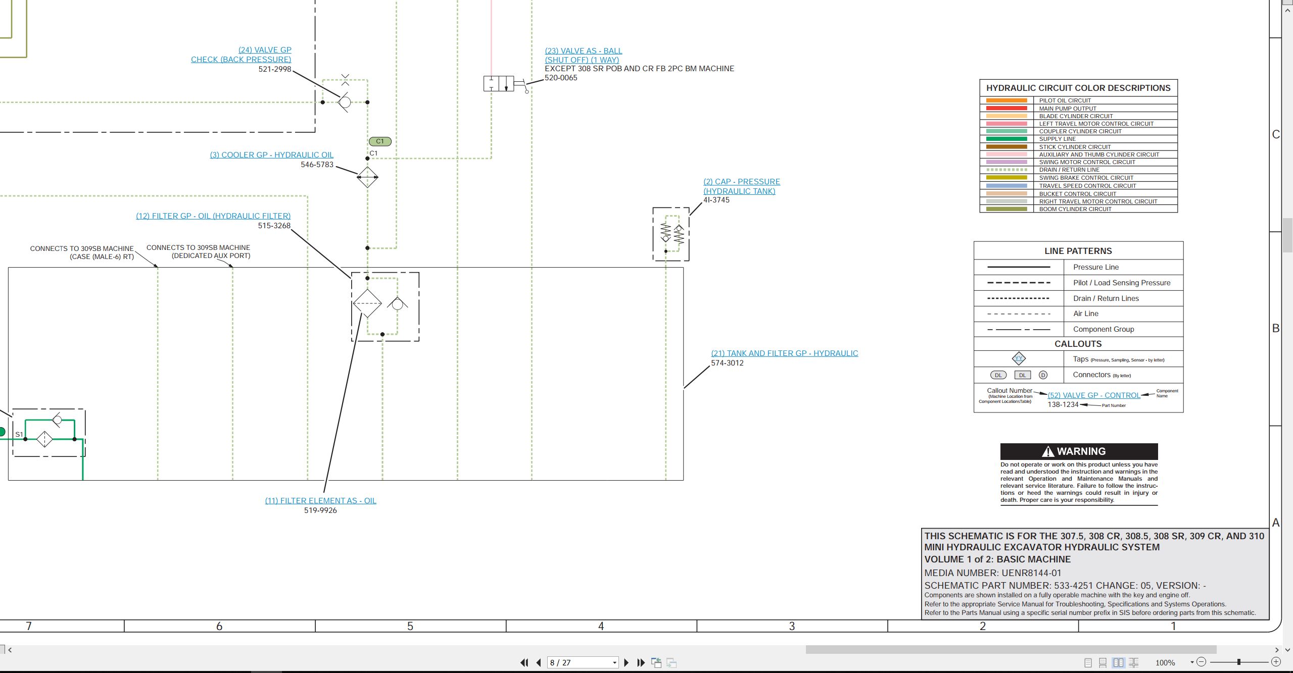 CAT Mini Hydraulic Excavator 309 CR Electrical Hydraulic Schematic (3)
