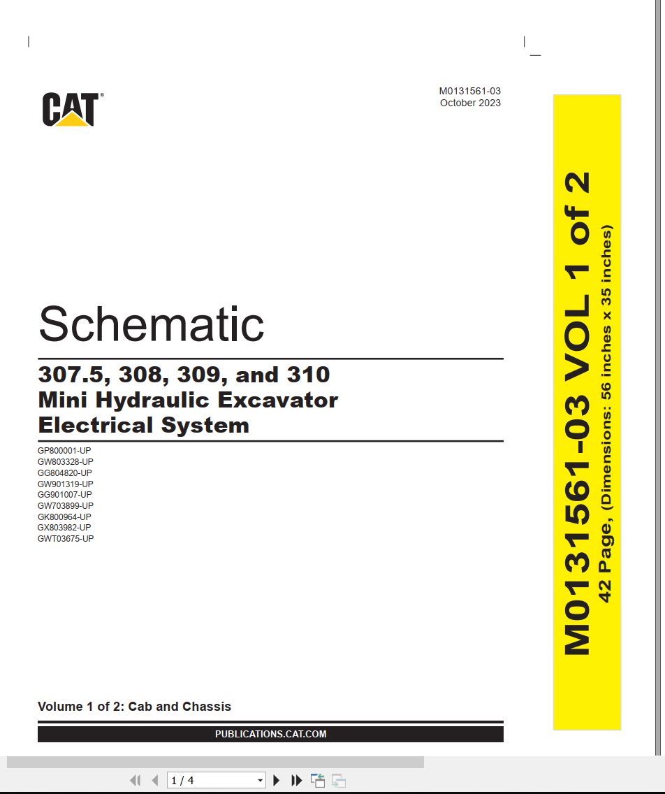 CAT Mini Hydraulic Excavator 310 Electrical Hydraulic Schematic (1)
