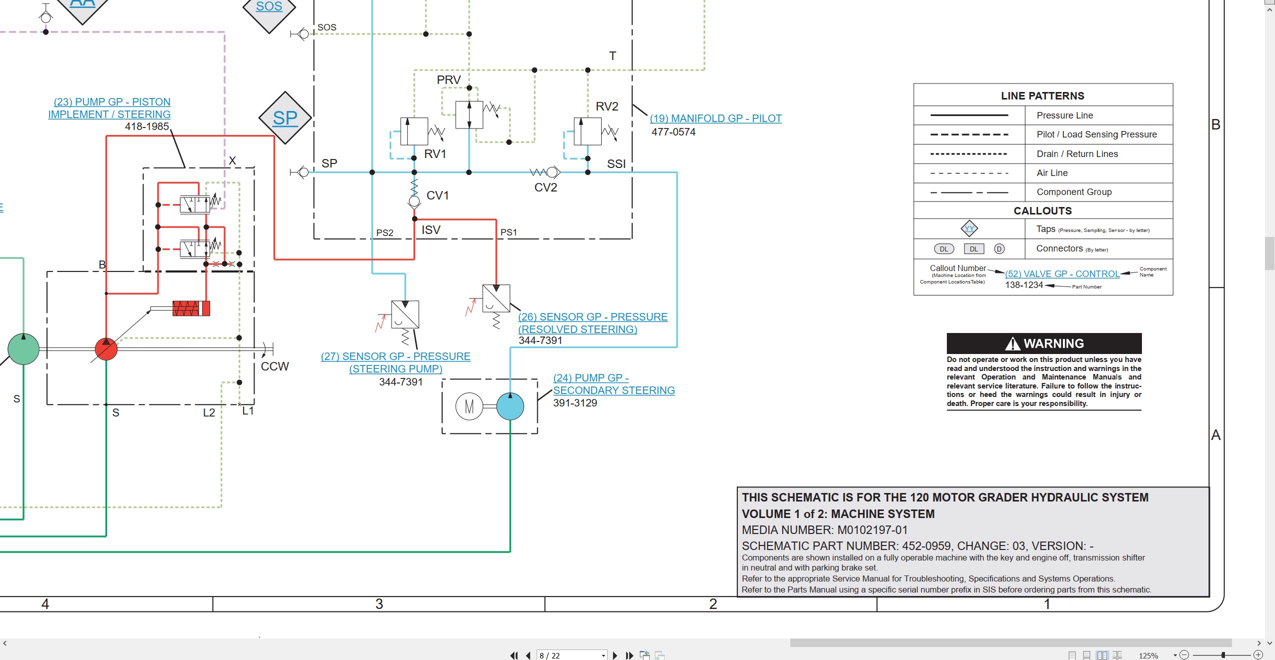 CAT Motor Grader 120 Electrical Hydraulic Schematic (3)
