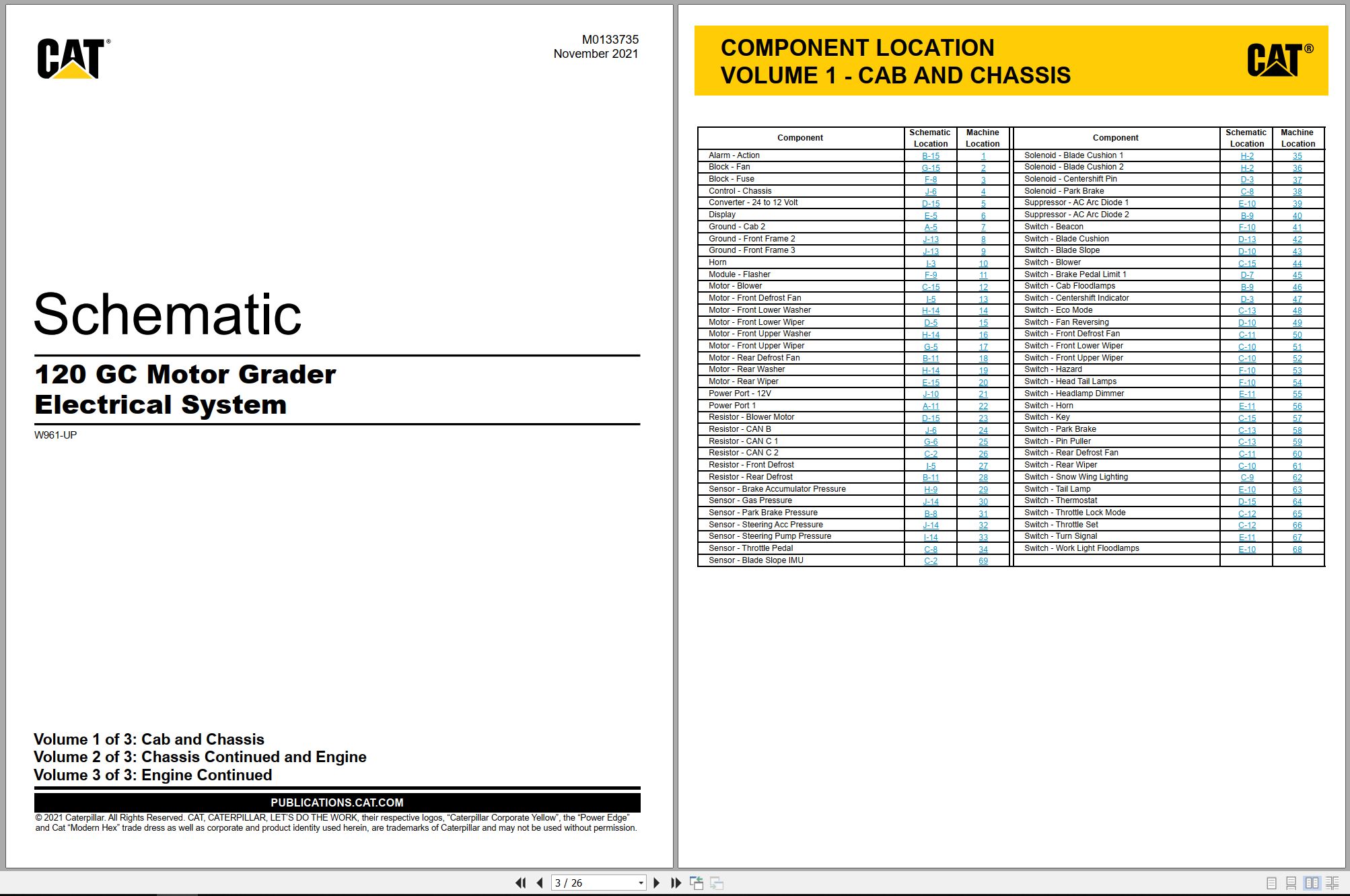 CAT Motor Grader 120 GC Electrical Hydraulic Schematic (1)