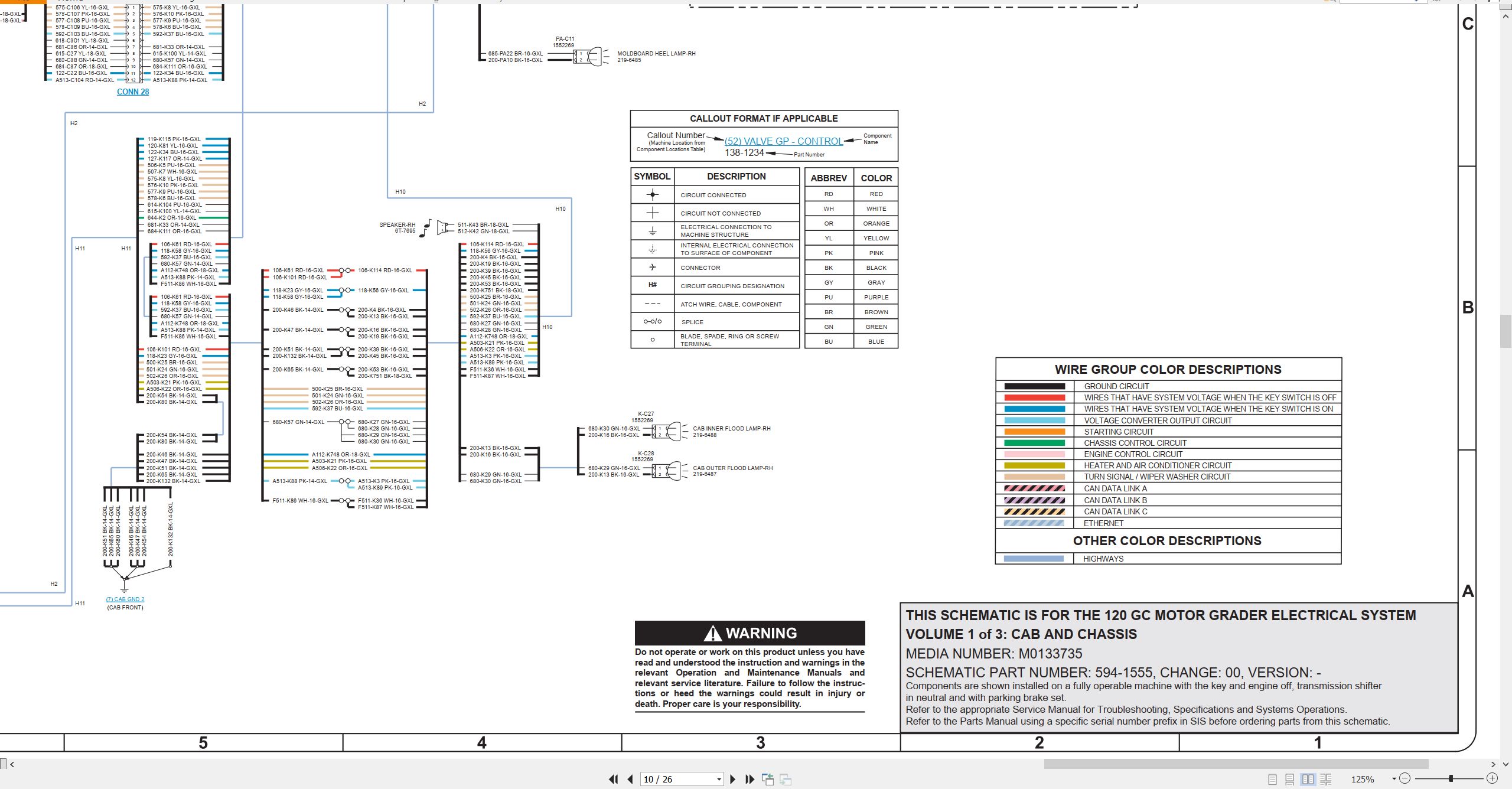 CAT Motor Grader 120 GC Electrical Hydraulic Schematic (2)