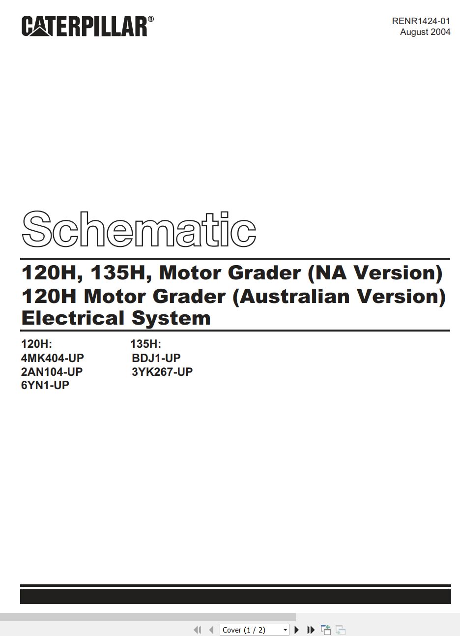 CAT Motor Grader 120H Electrical Hydraulic Schematic (1)