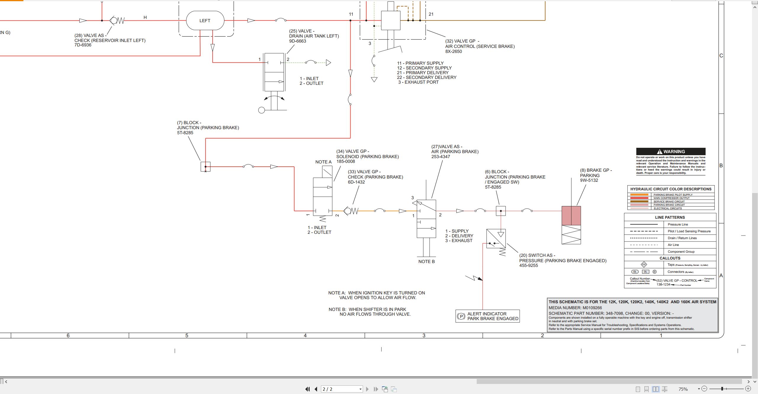 CAT Motor Grader 120K Air System Electrical Hydraulic Schematic (3)