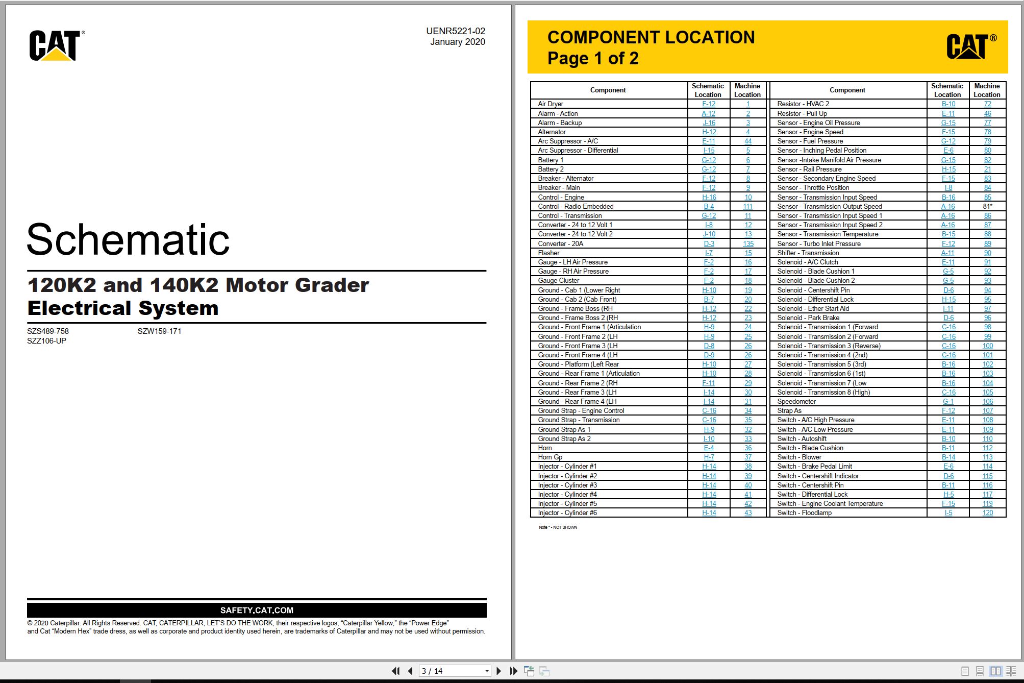 CAT Motor Grader 120K2 Air System Electrical Schematic (1)