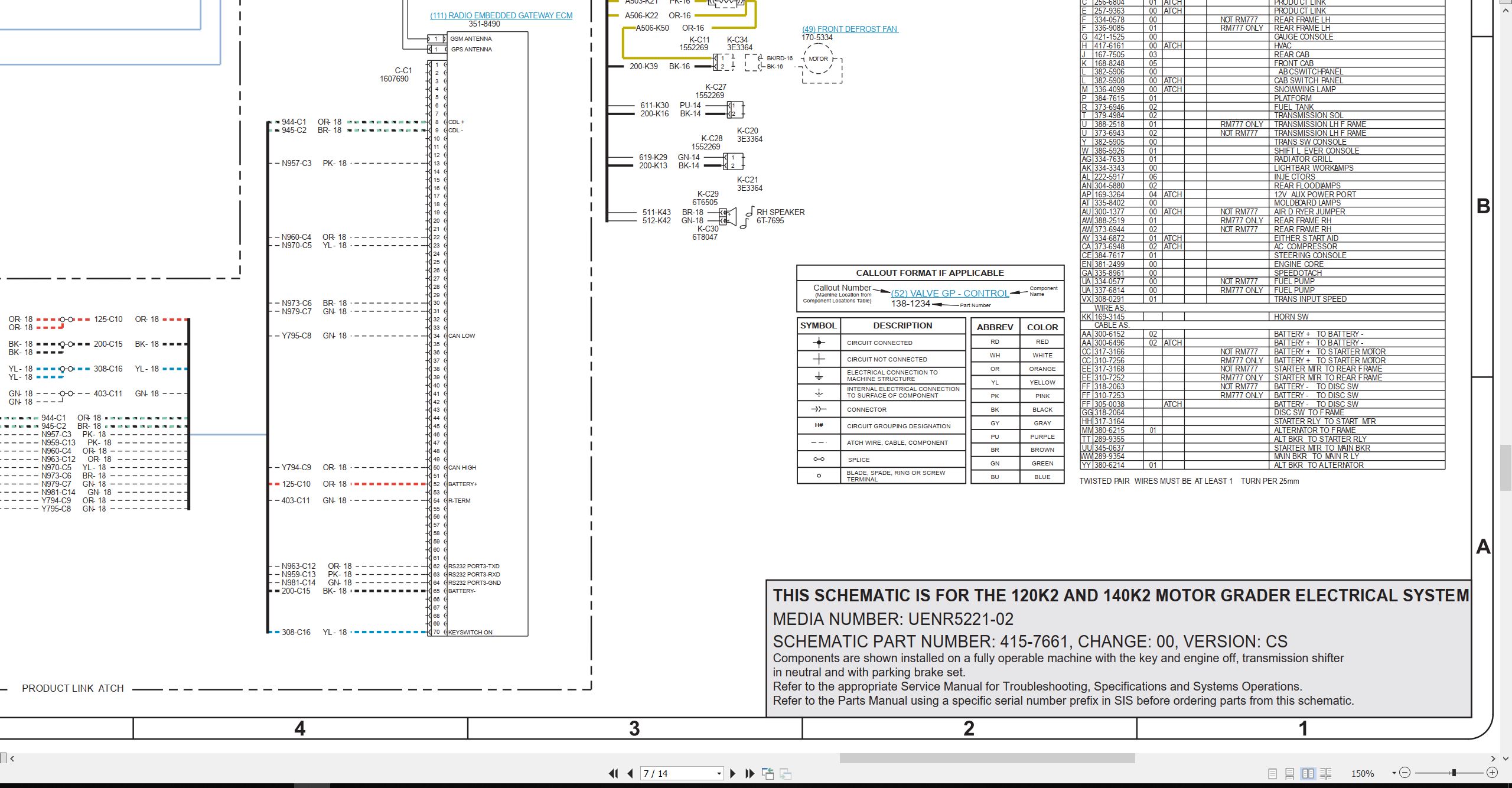 CAT Motor Grader 120K2 Air System Electrical Schematic (2)