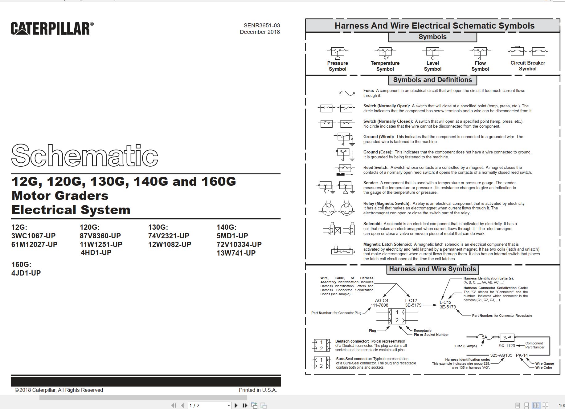 CAT Motor Grader 12G to 160G Electrical Schematic SENR3651 03 2018 (1)