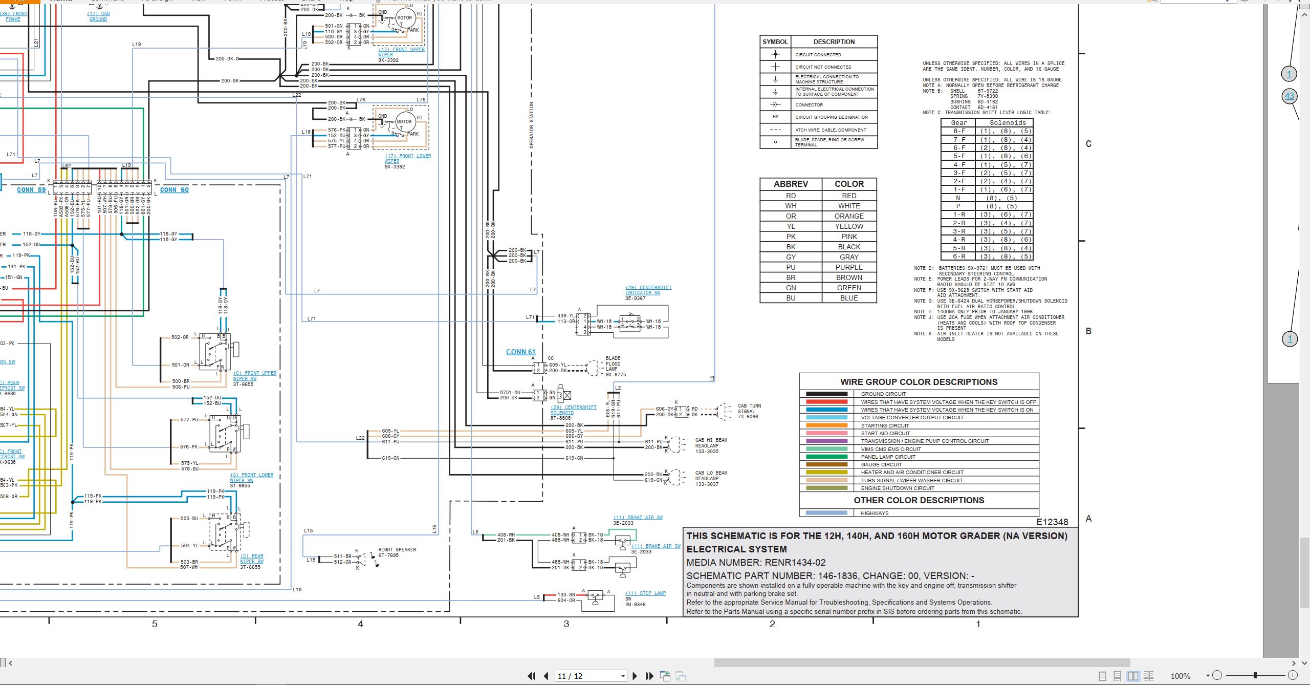 CAT Motor Grader 12H Electrical Hydraulic Schematic (2)