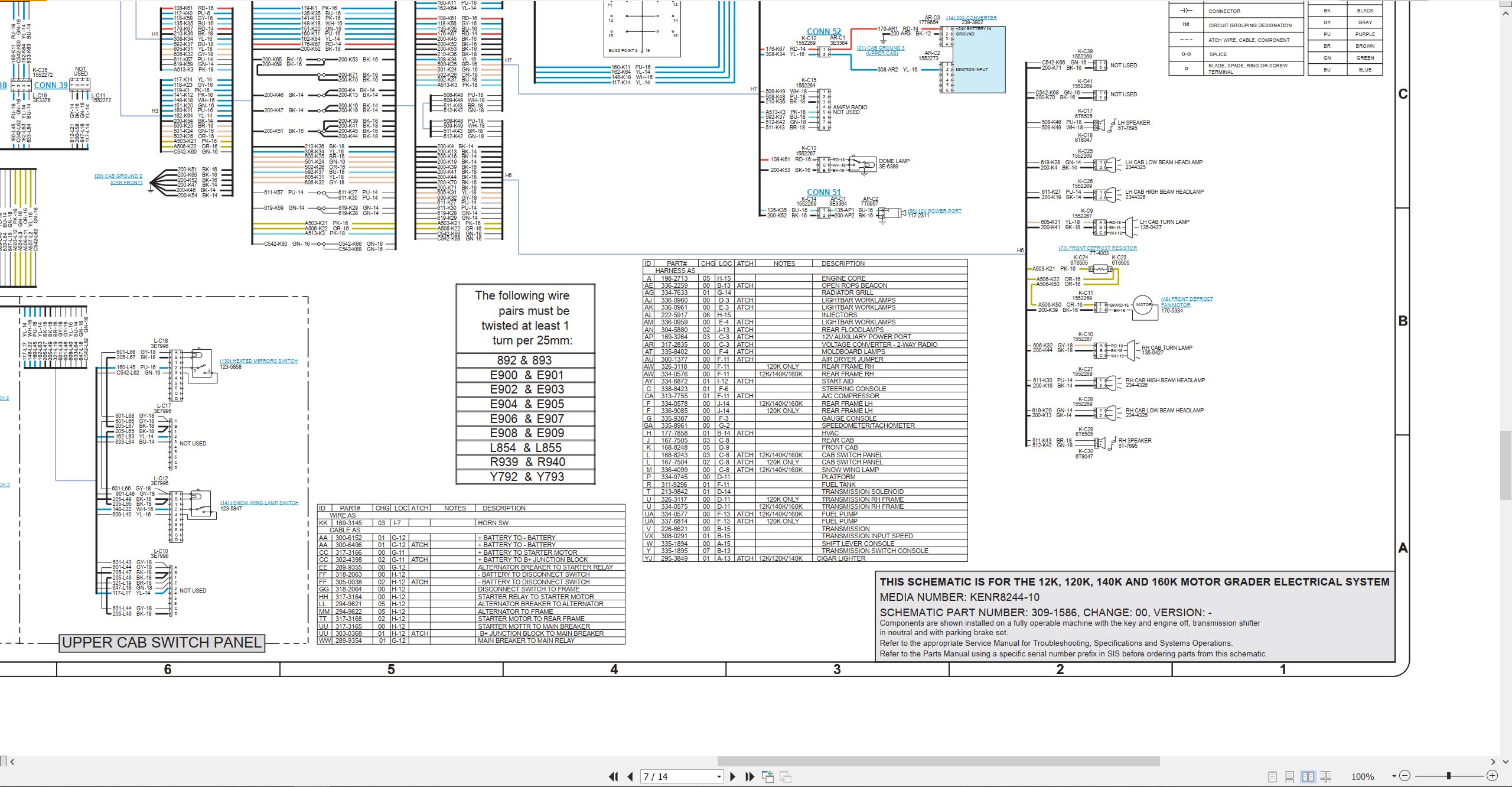 CAT Motor Grader 12K Electrical Hydraulic Schematic (2)