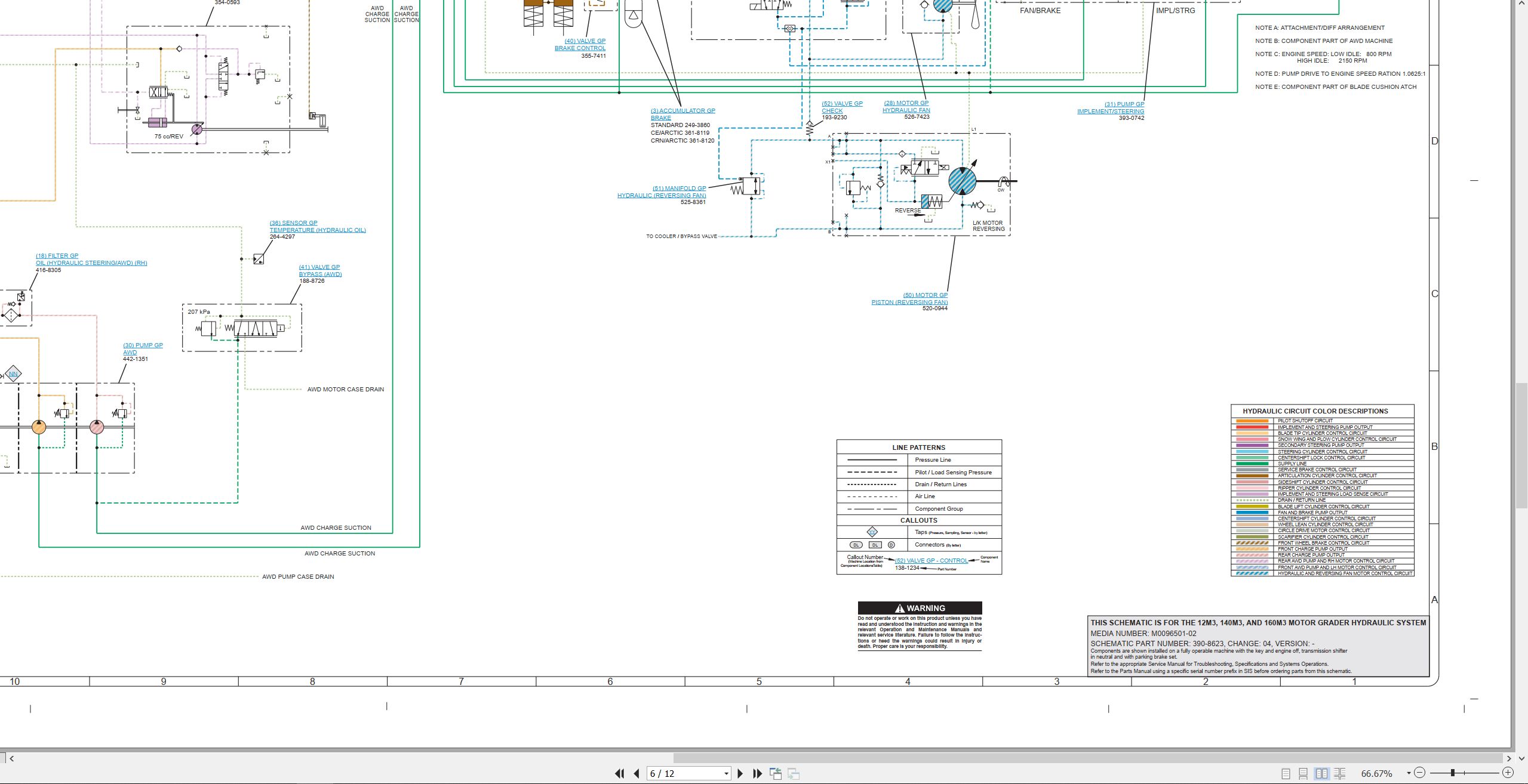 CAT Motor Grader 12M3 Electrical Hydraulic Schematic (3)