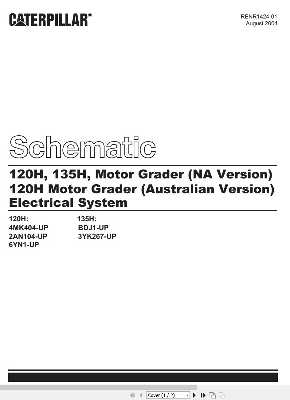 CAT Motor Grader 135H Electrical Hydraulic Schematic (1)
