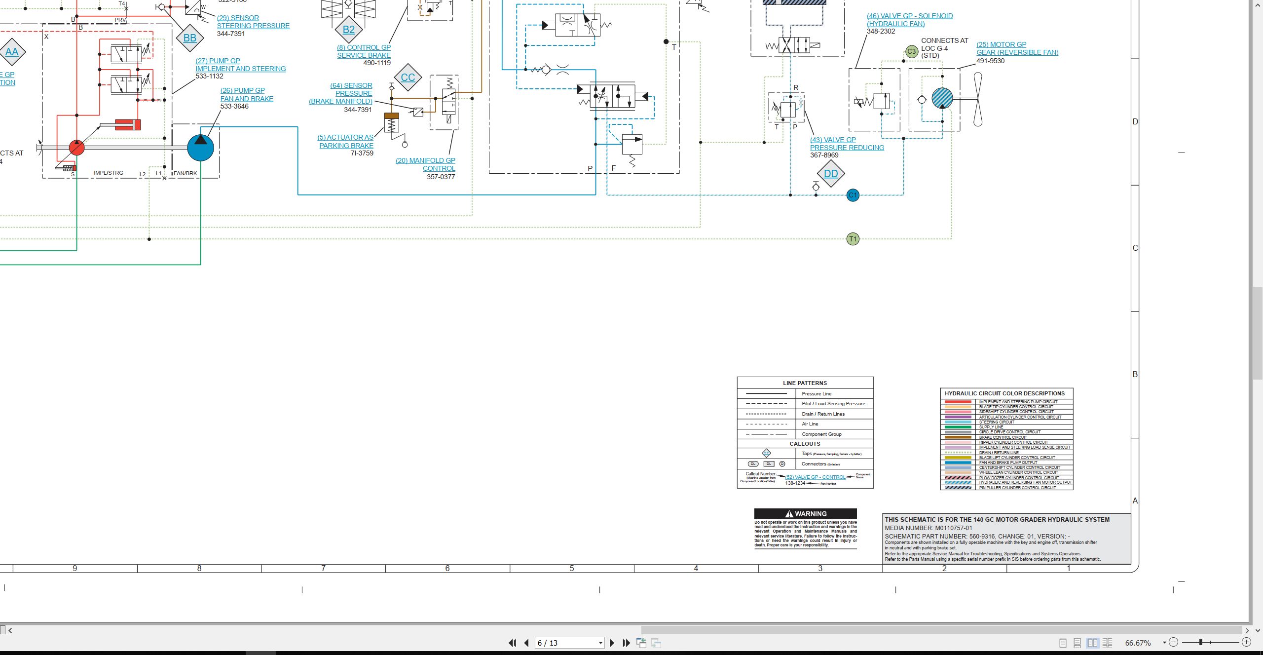 CAT Motor Grader 140 GC Electrical Hydraulic Schematic (3)