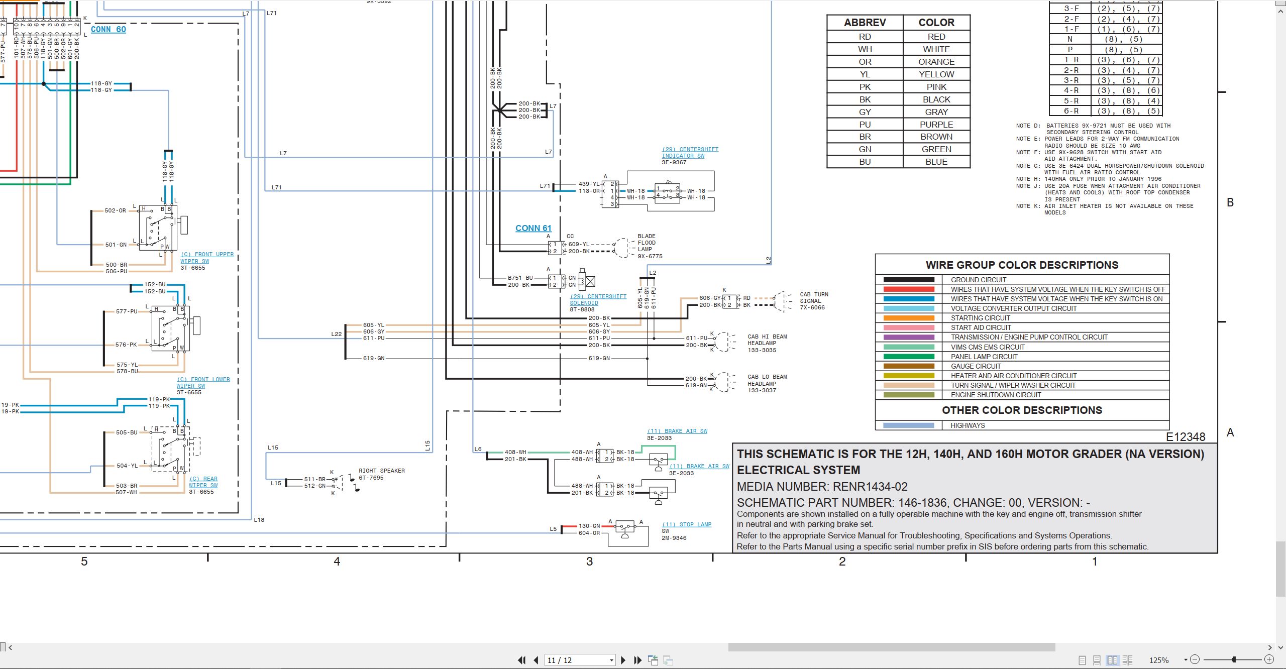 CAT Motor Grader 140H Electrical Hydraulic Schematic (2)