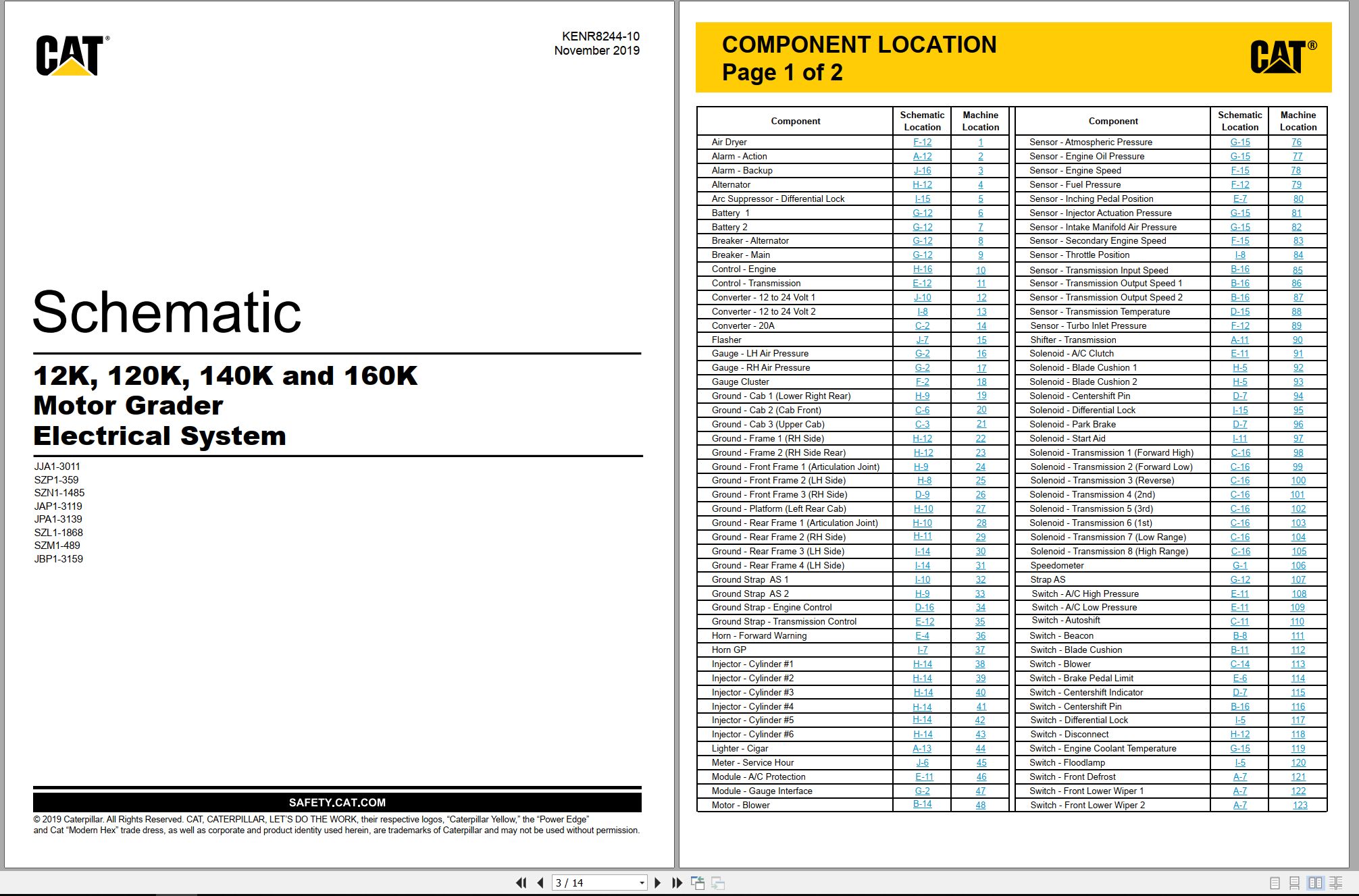 CAT Motor Grader 140K Air System Electrical Hydraulic Schematic (1)