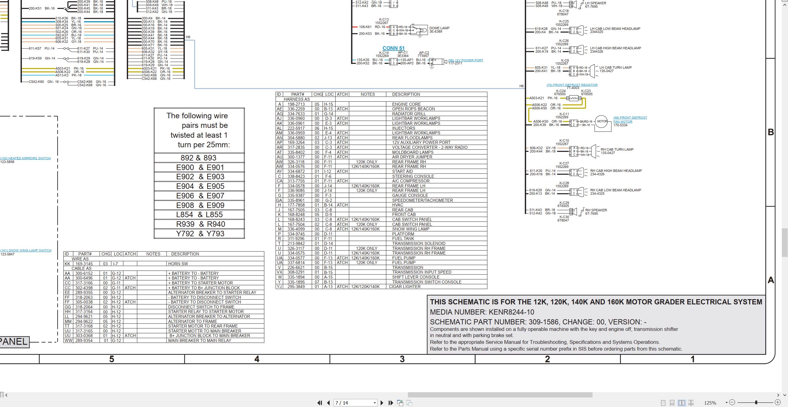 CAT Motor Grader 140K Air System Electrical Hydraulic Schematic (2)