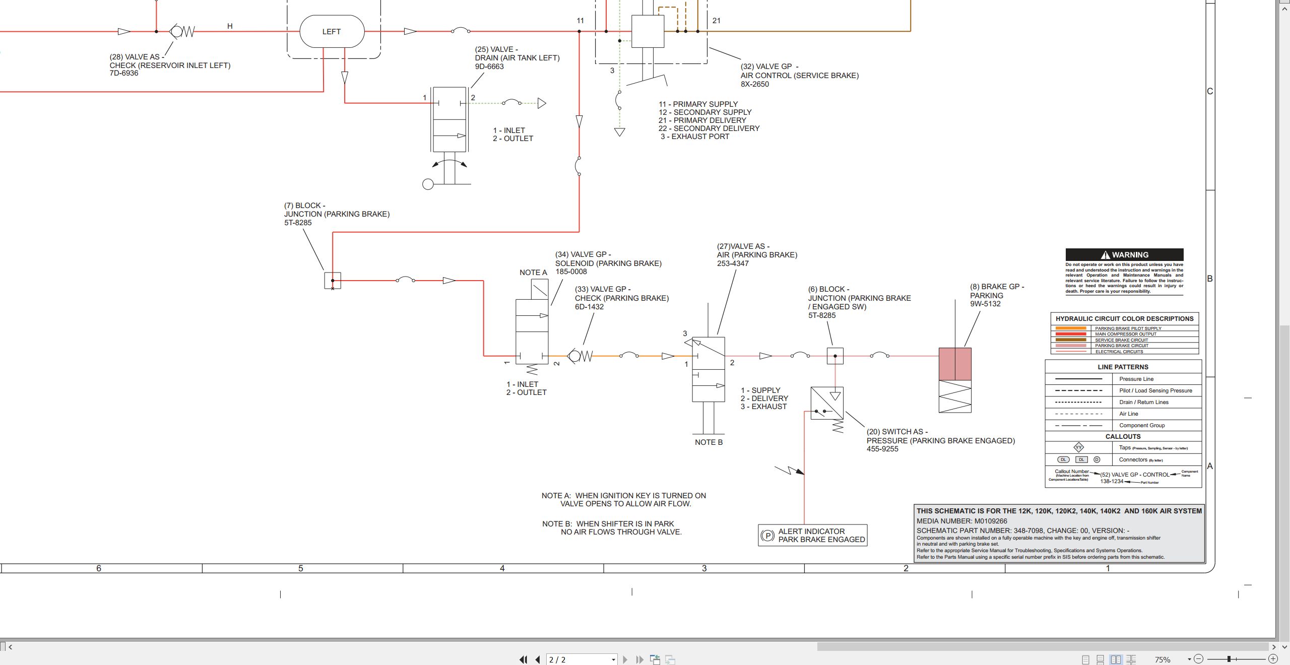 CAT Motor Grader 140K Air System Electrical Hydraulic Schematic (4)