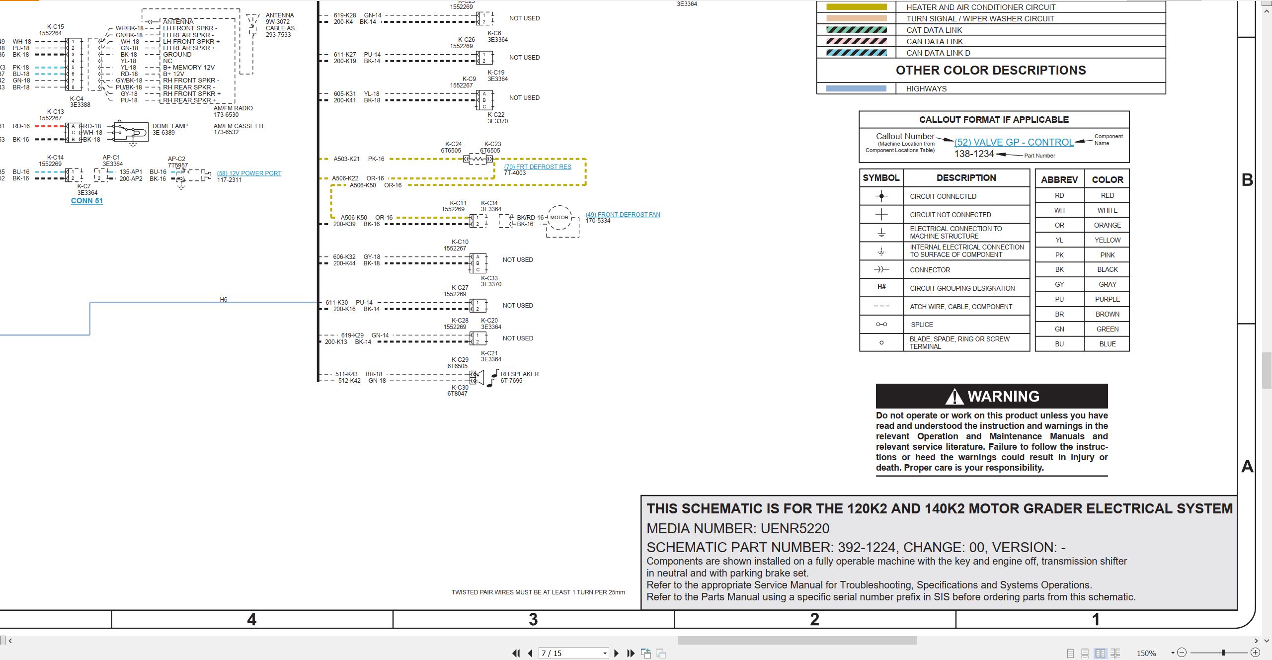 CAT Motor Grader 140K2 Air System Electrical Schematic (2)
