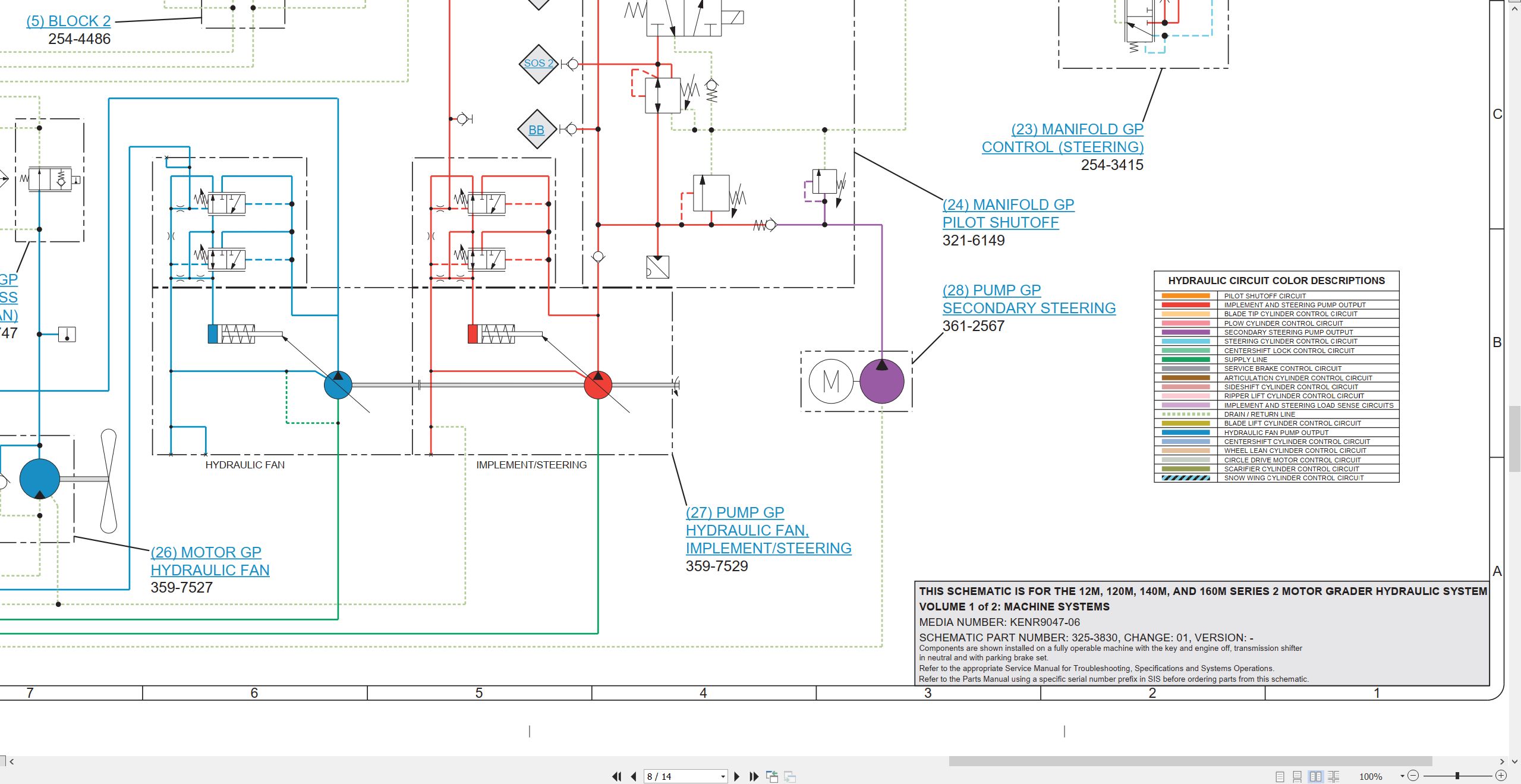 CAT Motor Grader 140M Electrical Hydraulic Schematic (3)