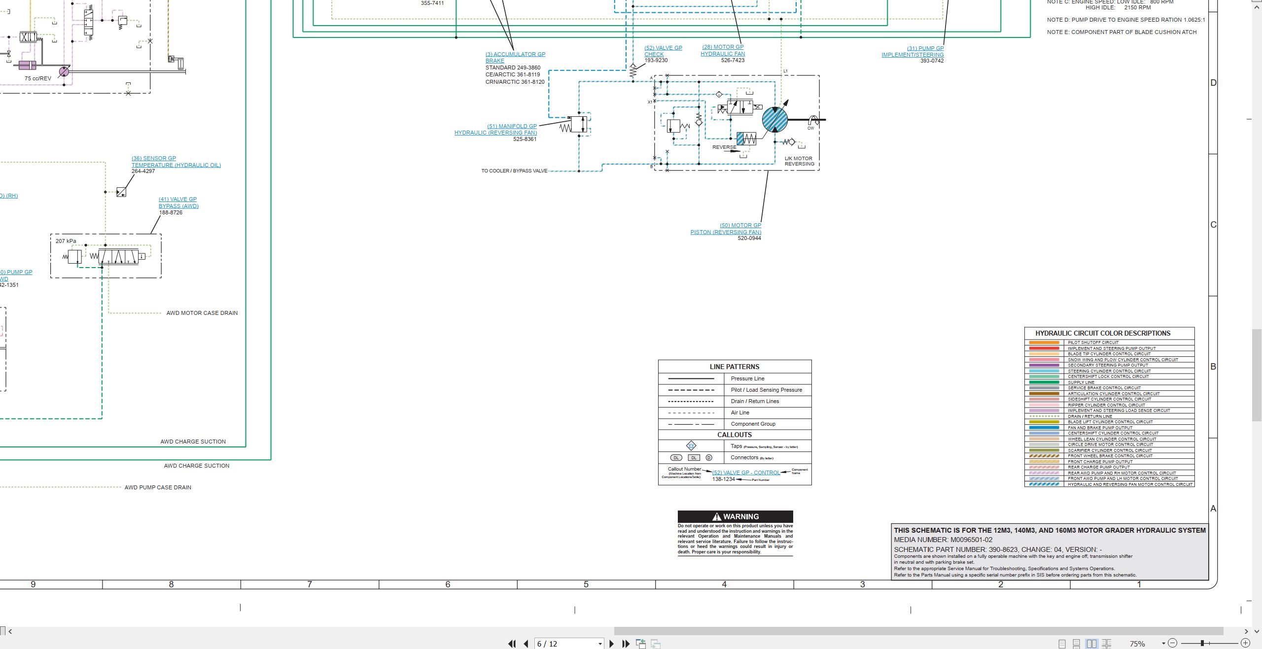 CAT Motor Grader 140M3 Electrical Hydraulic Schematic (3)