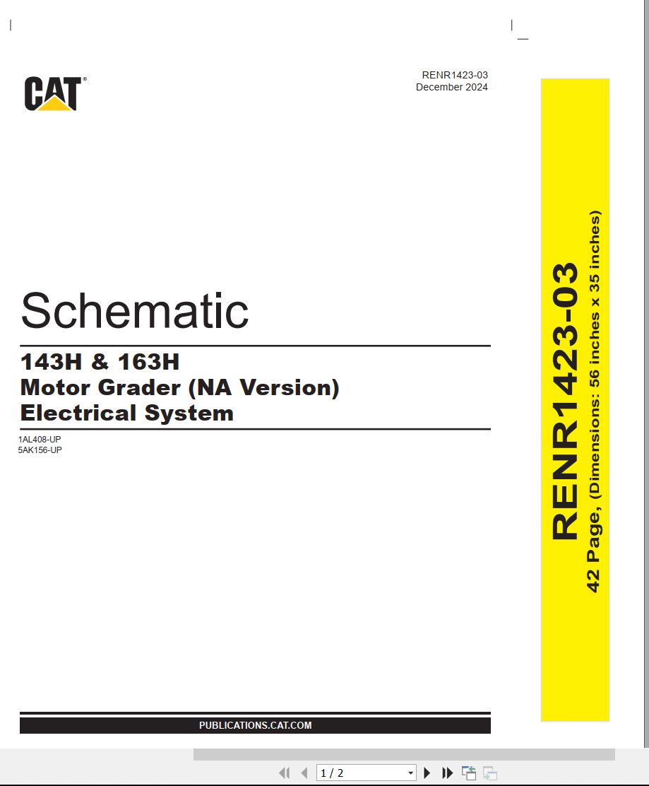 CAT Motor Grader 143H Electrical Hydraulic Schematic (1)