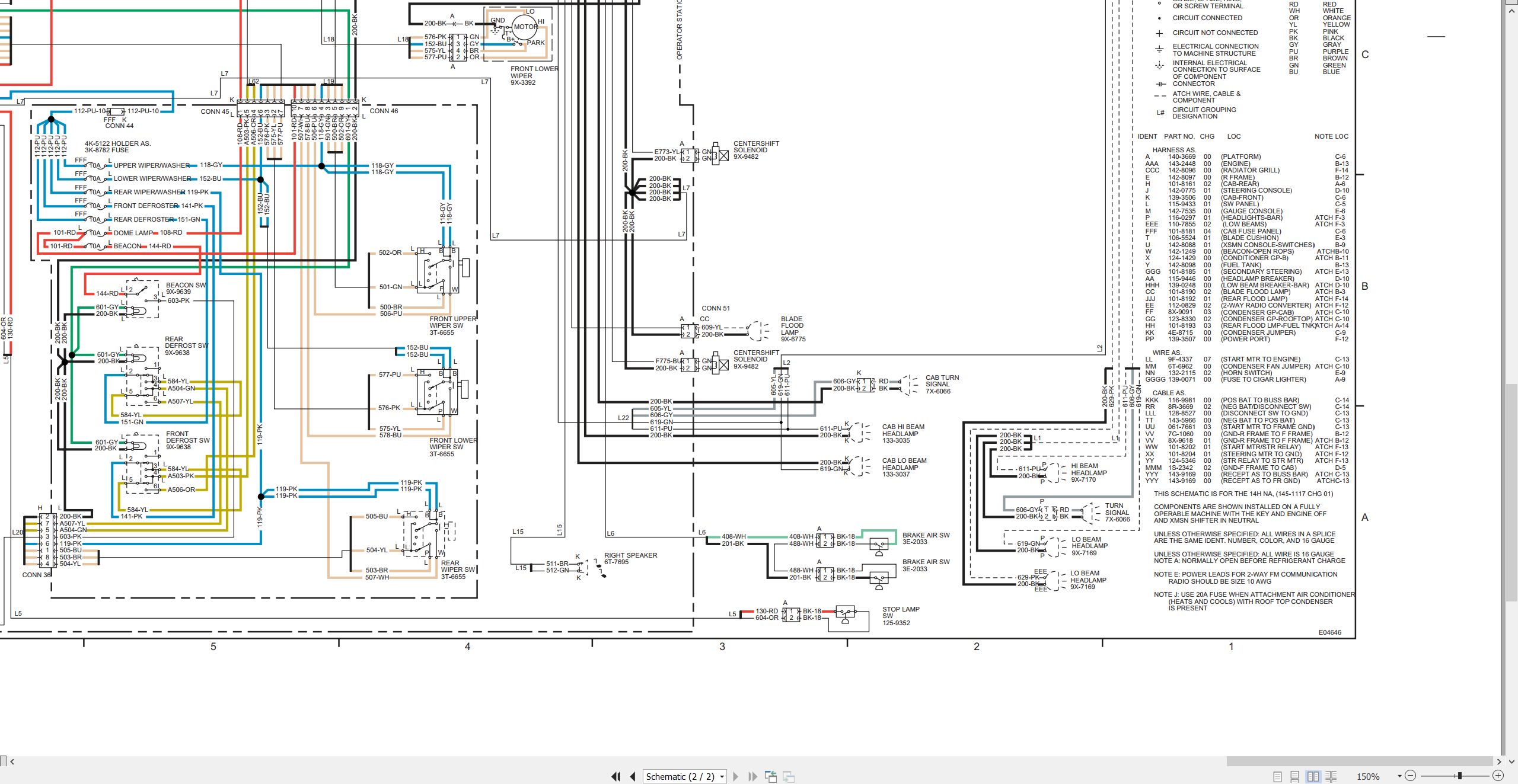 CAT Motor Grader 14H Electrical Hydraulic Schematic (2)