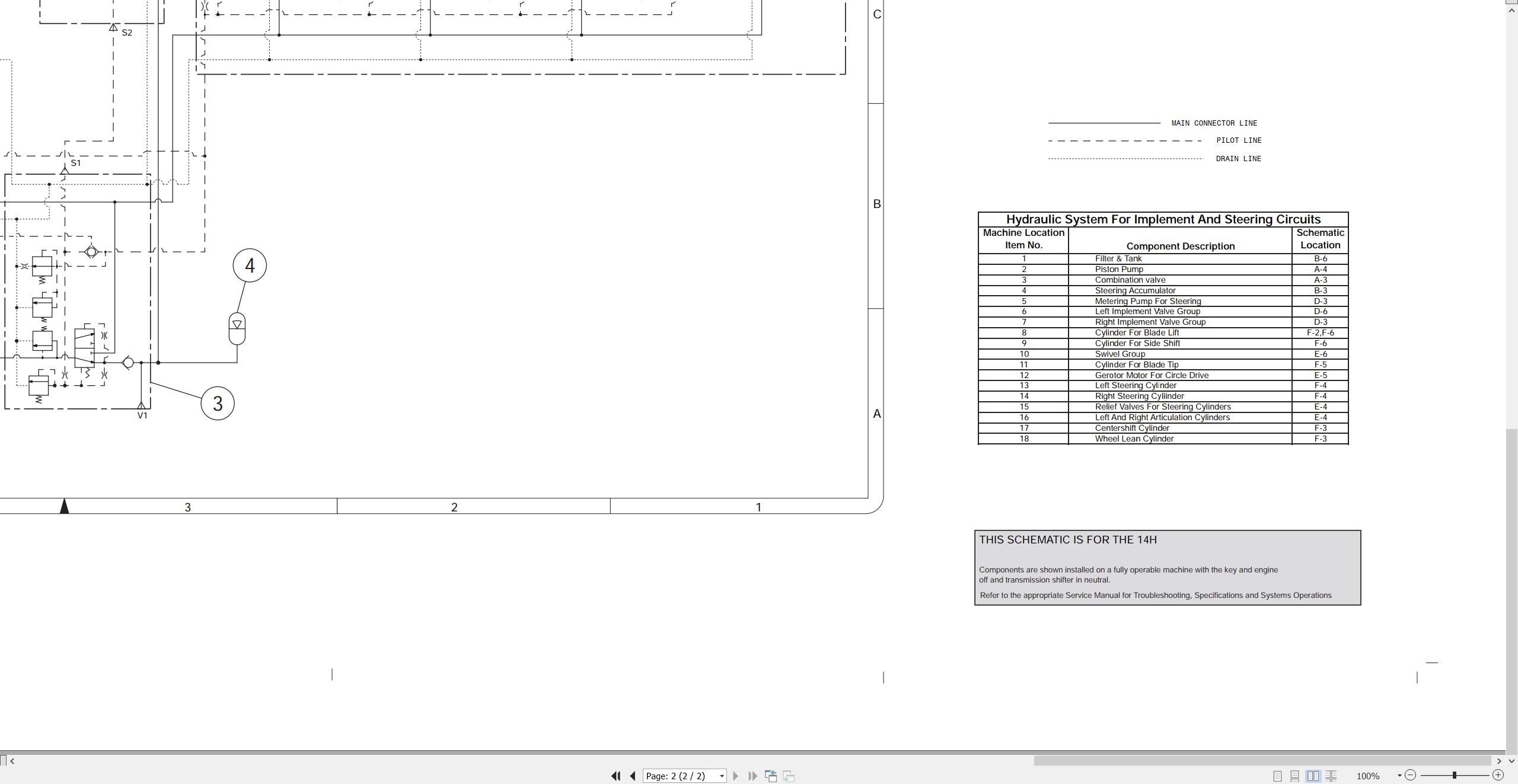 CAT Motor Grader 14H Electrical Hydraulic Schematic (3)