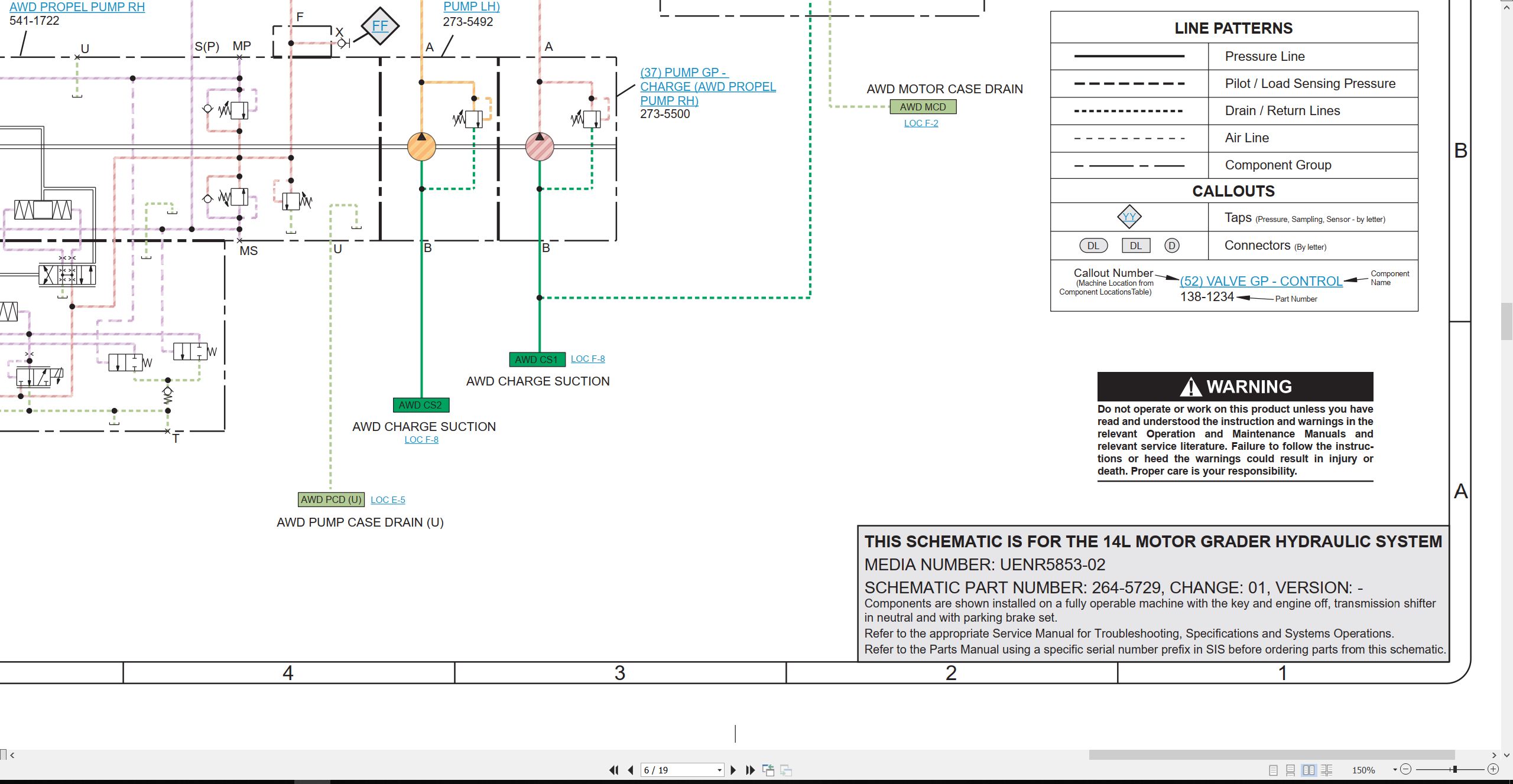 CAT Motor Grader 14L Electrical Hydraulic Schematic (3)
