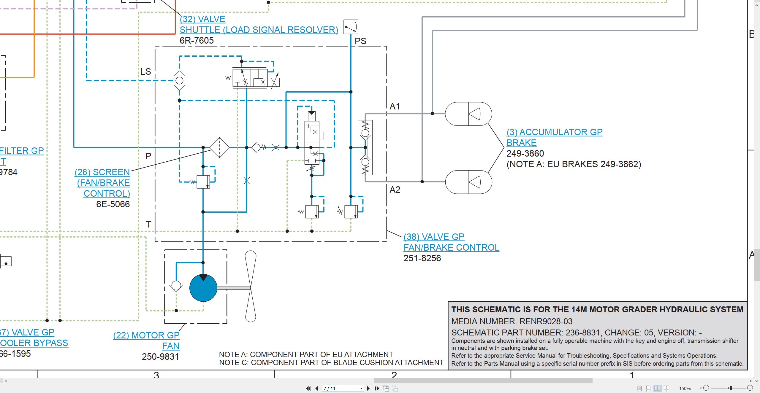 CAT Motor Grader 14M Electrical Hydraulic Schematic (3)