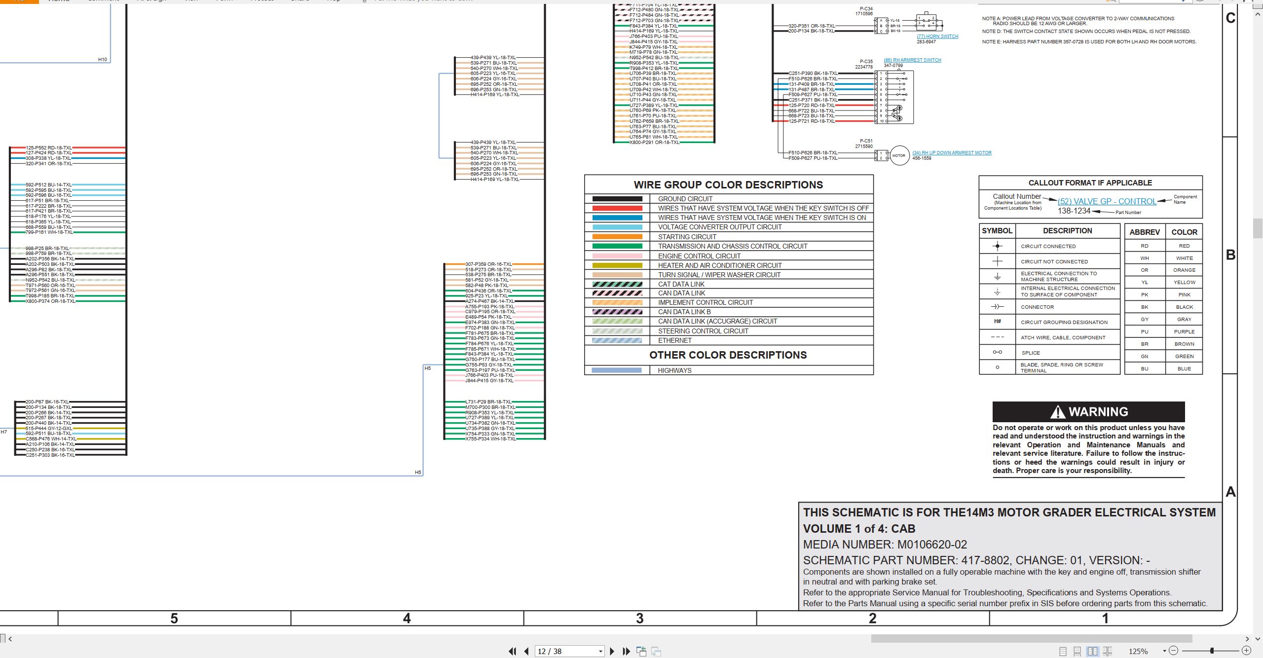 CAT Motor Grader 14M3 Electrical Hydraulic Schematic (2)