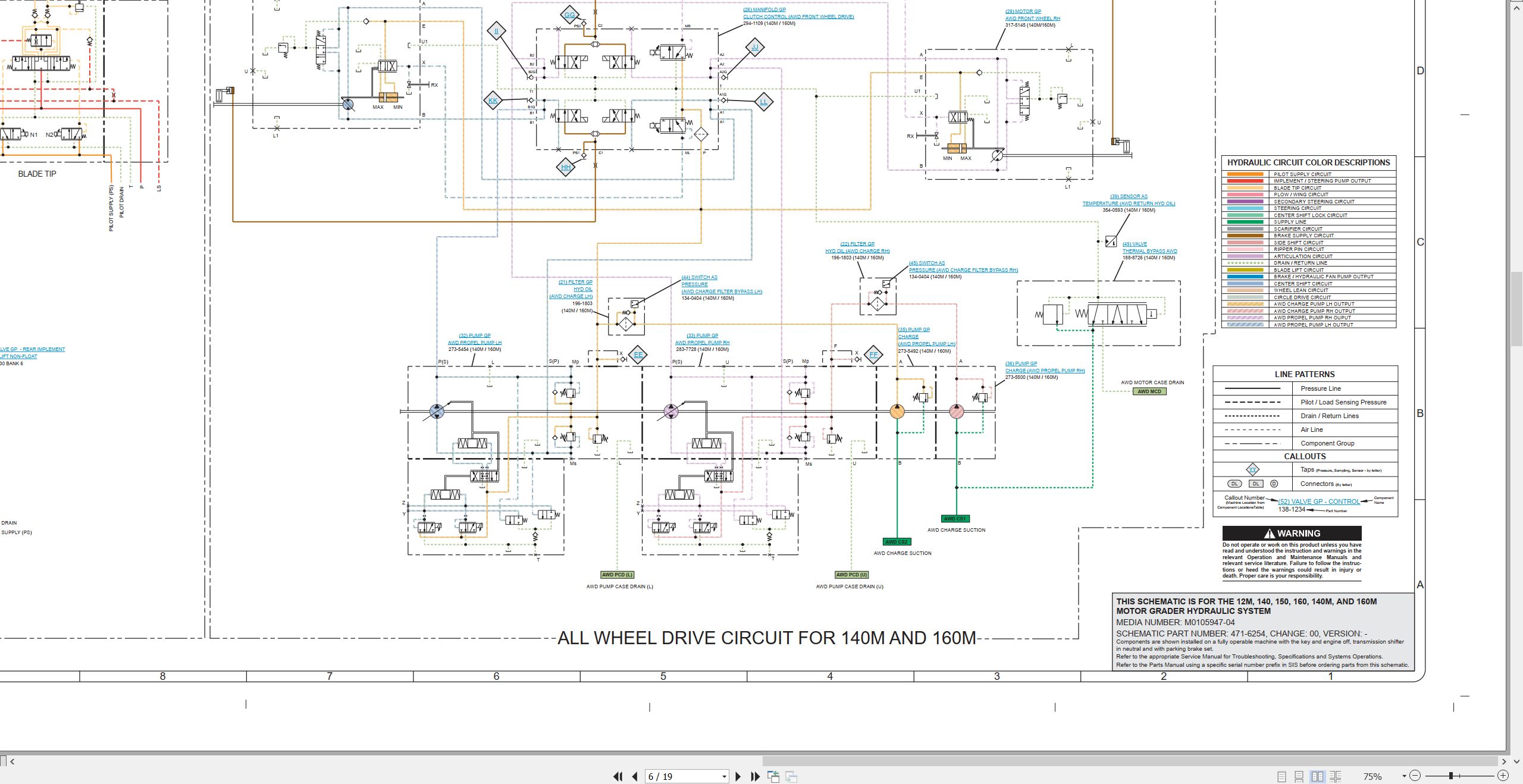 CAT Motor Grader 150 Electrical Hydraulic Schematic (3)