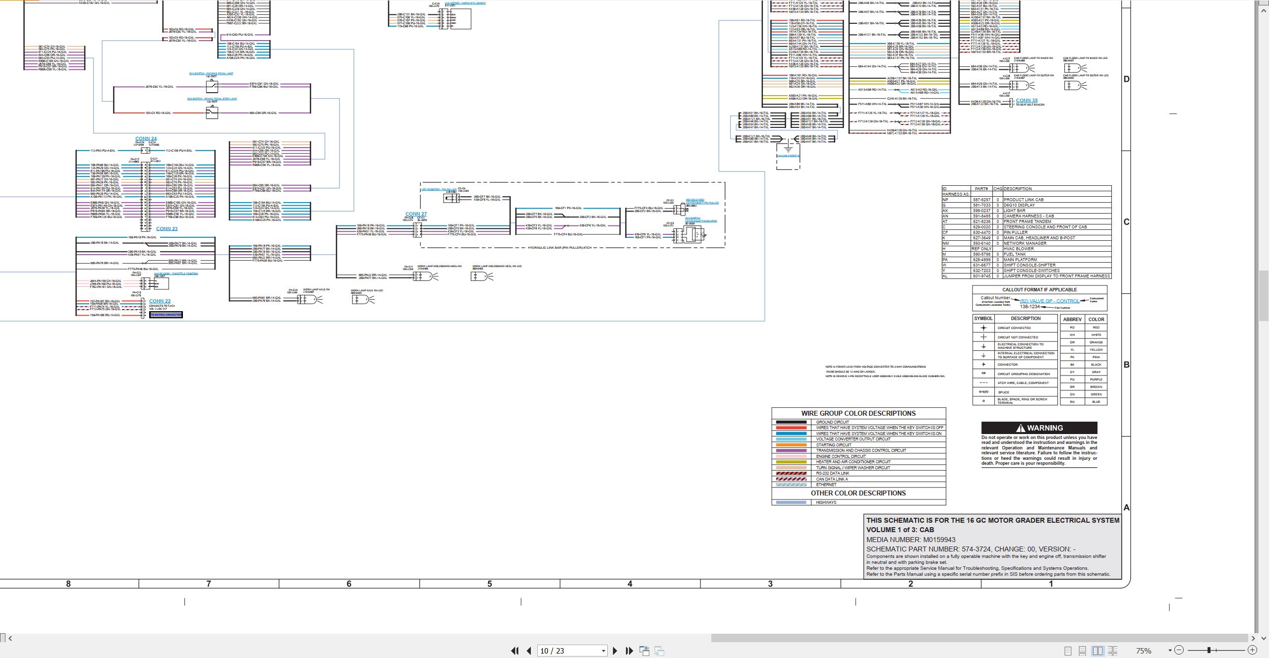 CAT Motor Grader 16 GC Electrical Hydraulic Schematic (2)