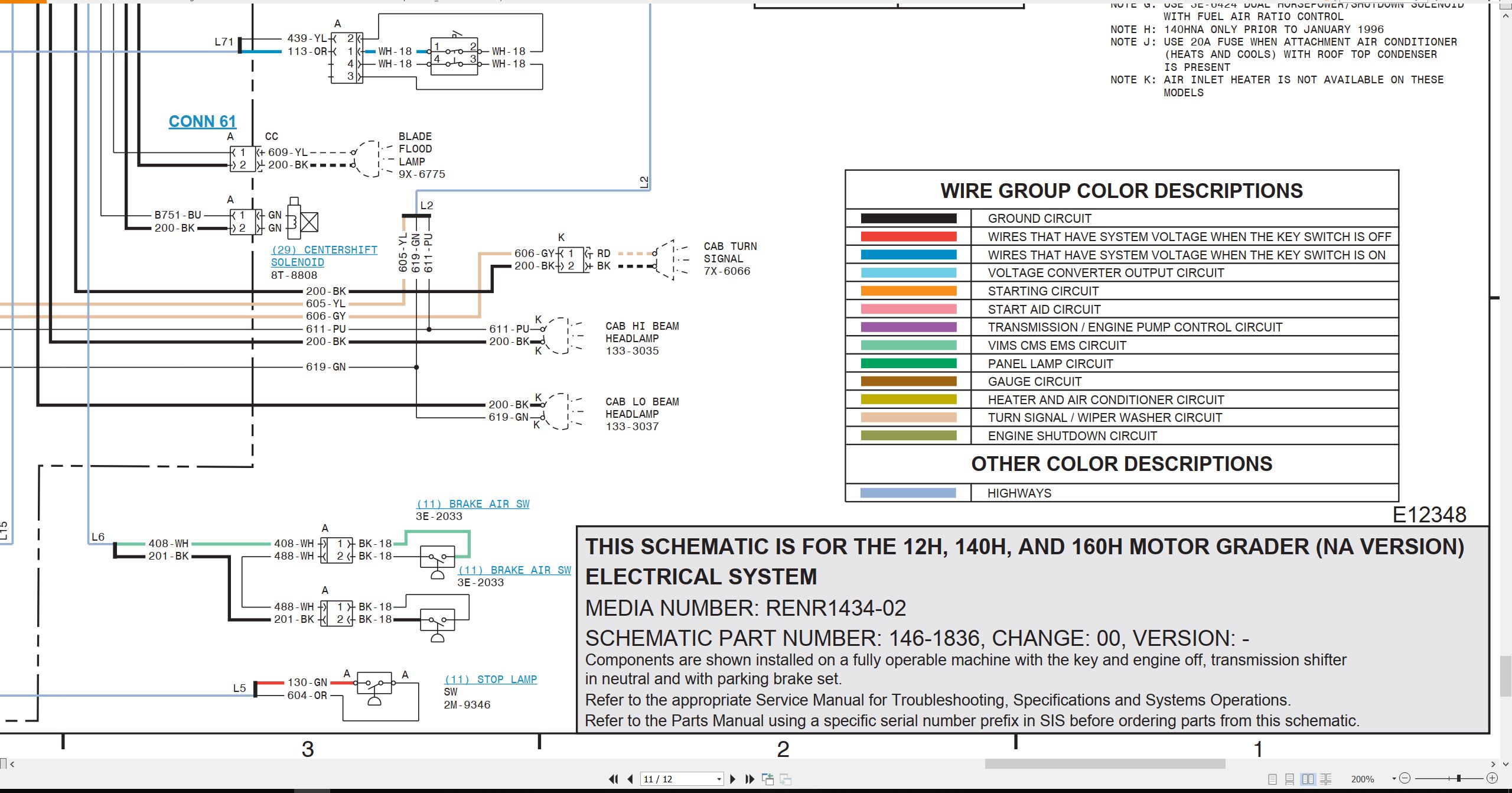 CAT Motor Grader 160H Electrical Hydraulic Schematic (2)
