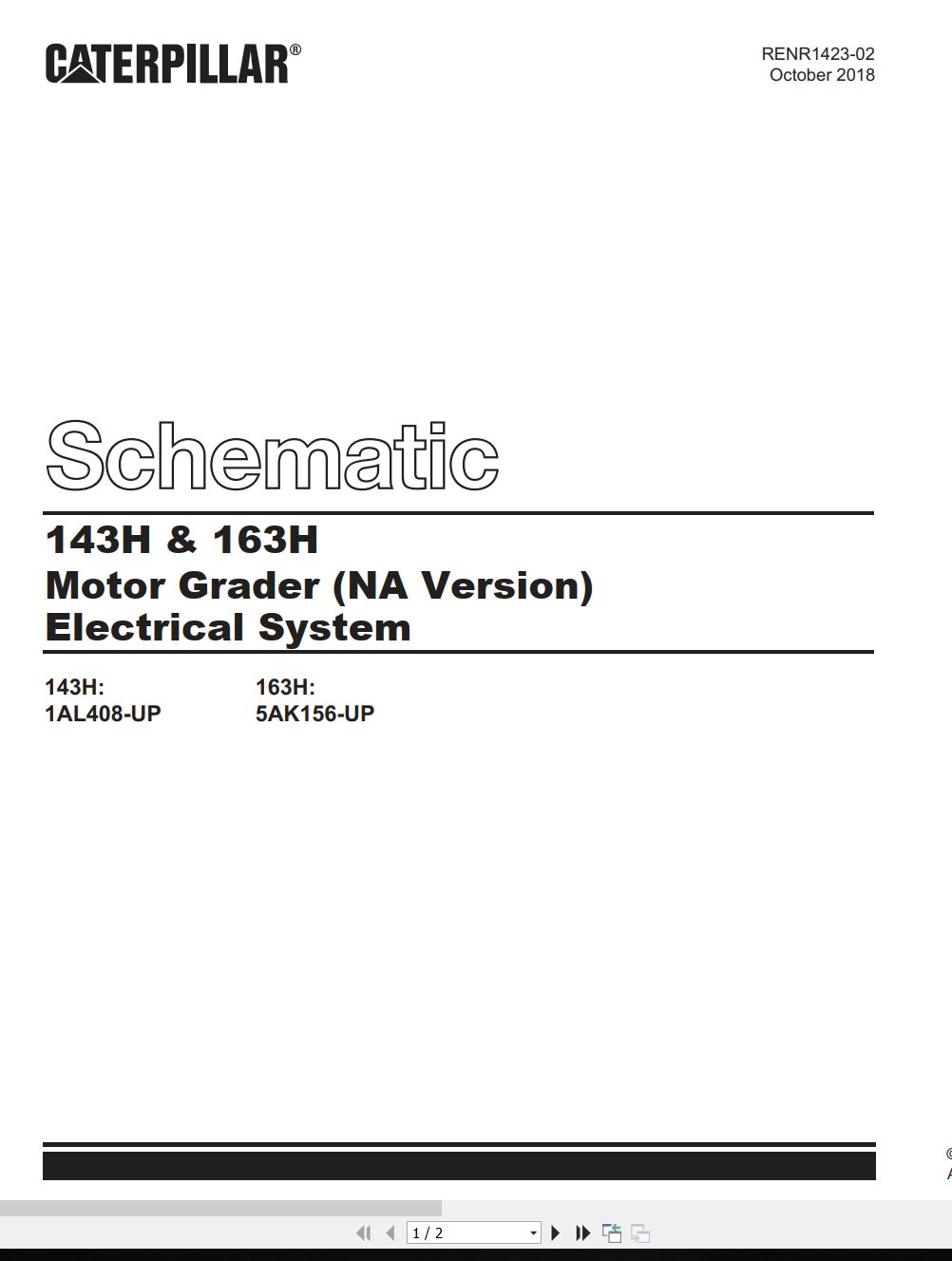 CAT Motor Grader 163H Electrical Hydraulic Schematic (1)