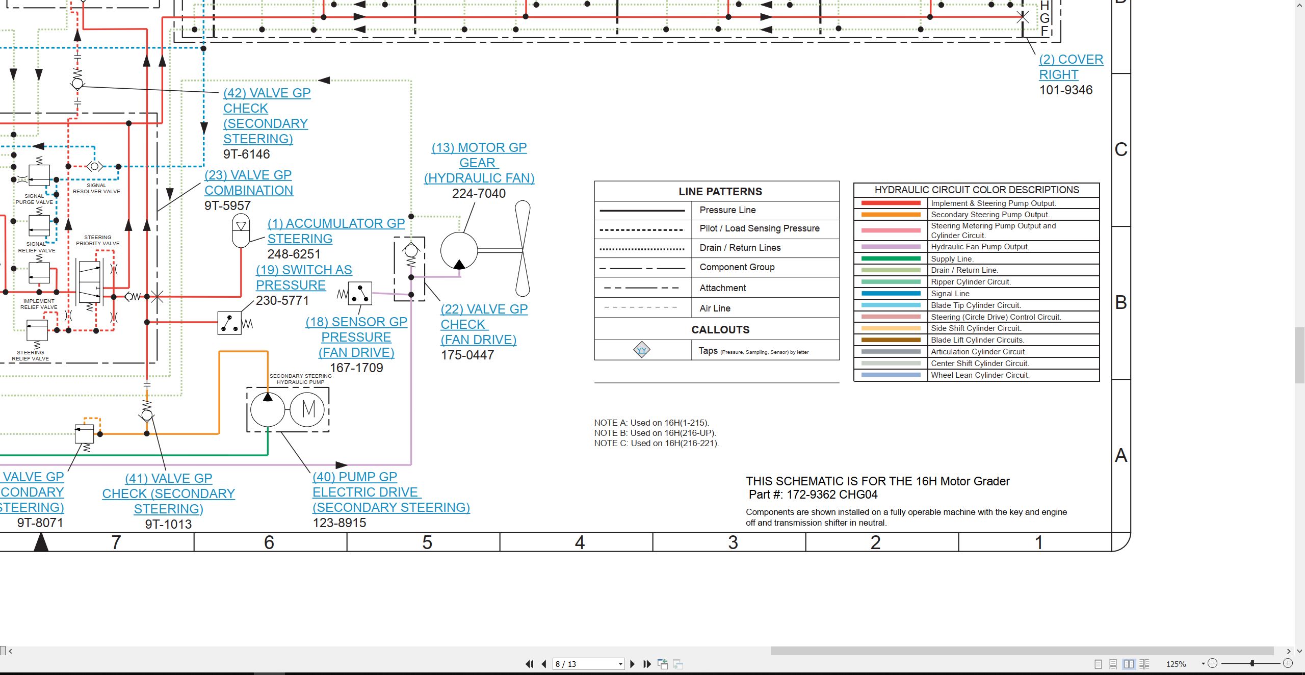 CAT Motor Grader 16H Electrical Hydraulic Schematic (3)