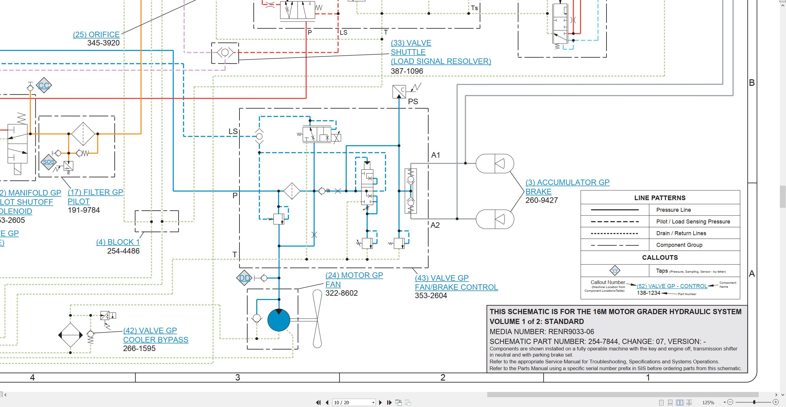 CAT Motor Grader 16M Electrical Hydraulic Schematic (3)