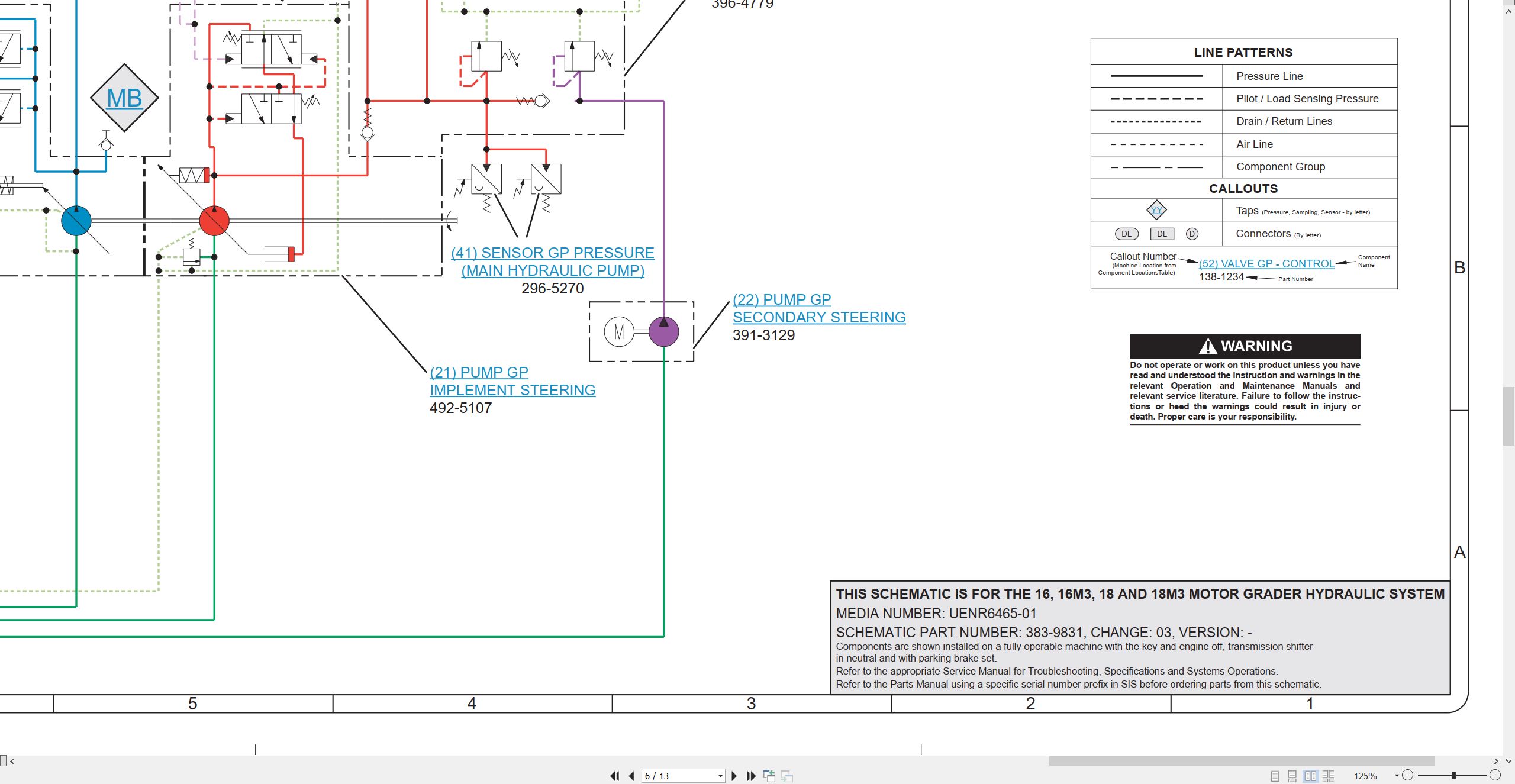 CAT Motor Grader 16M3 Electrical Hydraulic Schematic (3)