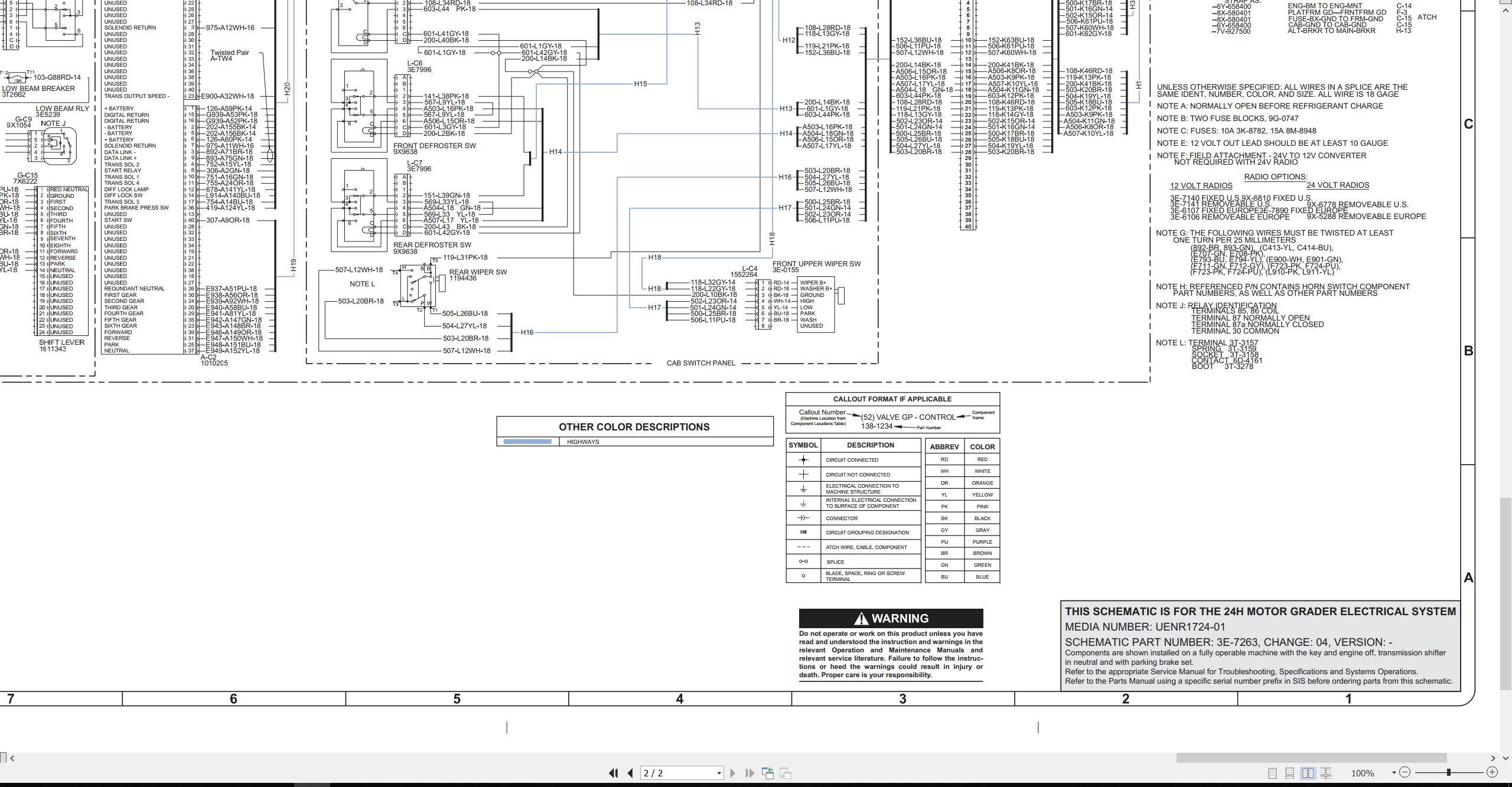 CAT Motor Grader 24H Electrical Hydraulic Schematic (2)