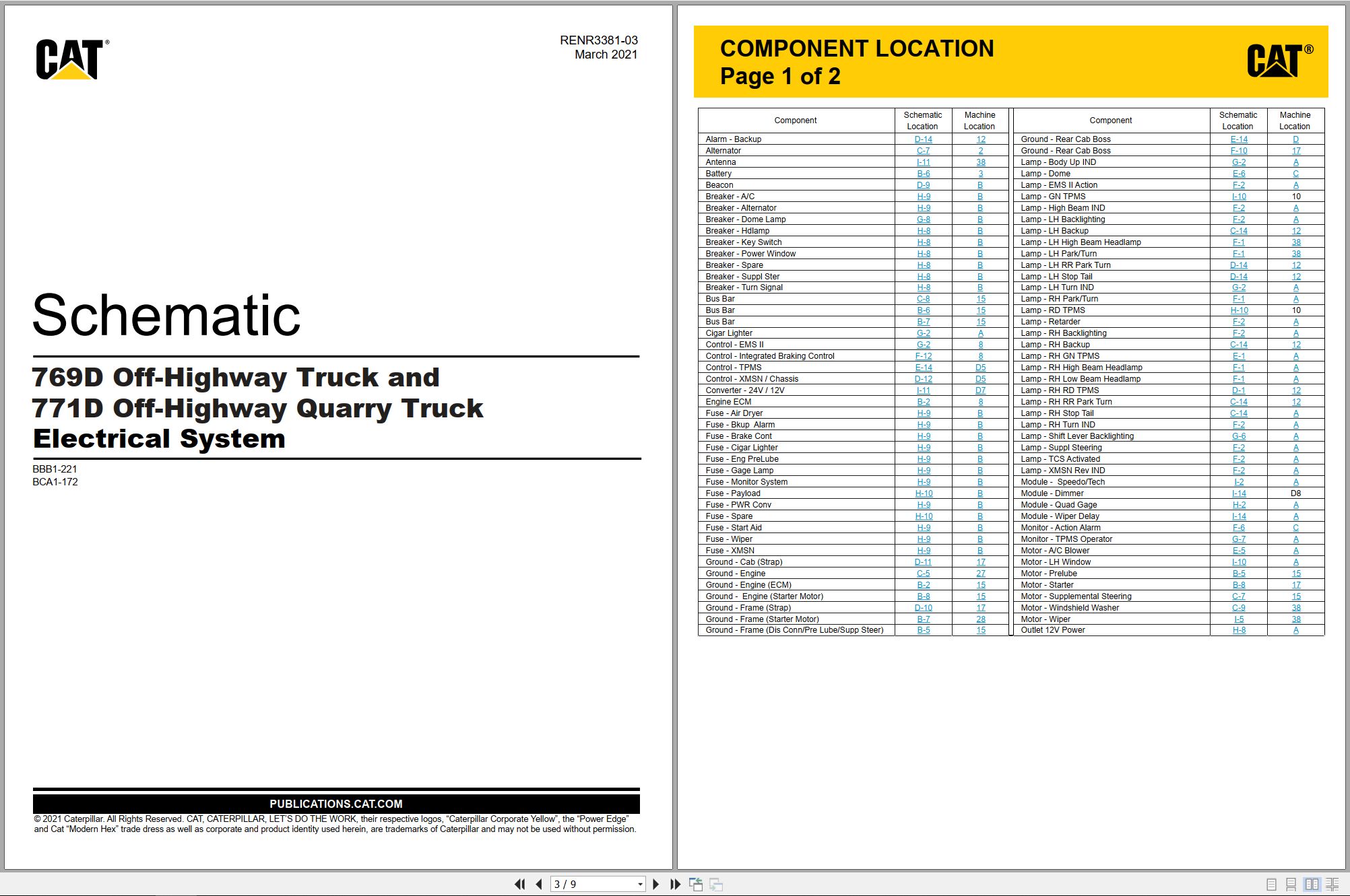 CAT Off Highway Truck 769D Electrical Hydraulic Schematic (1)