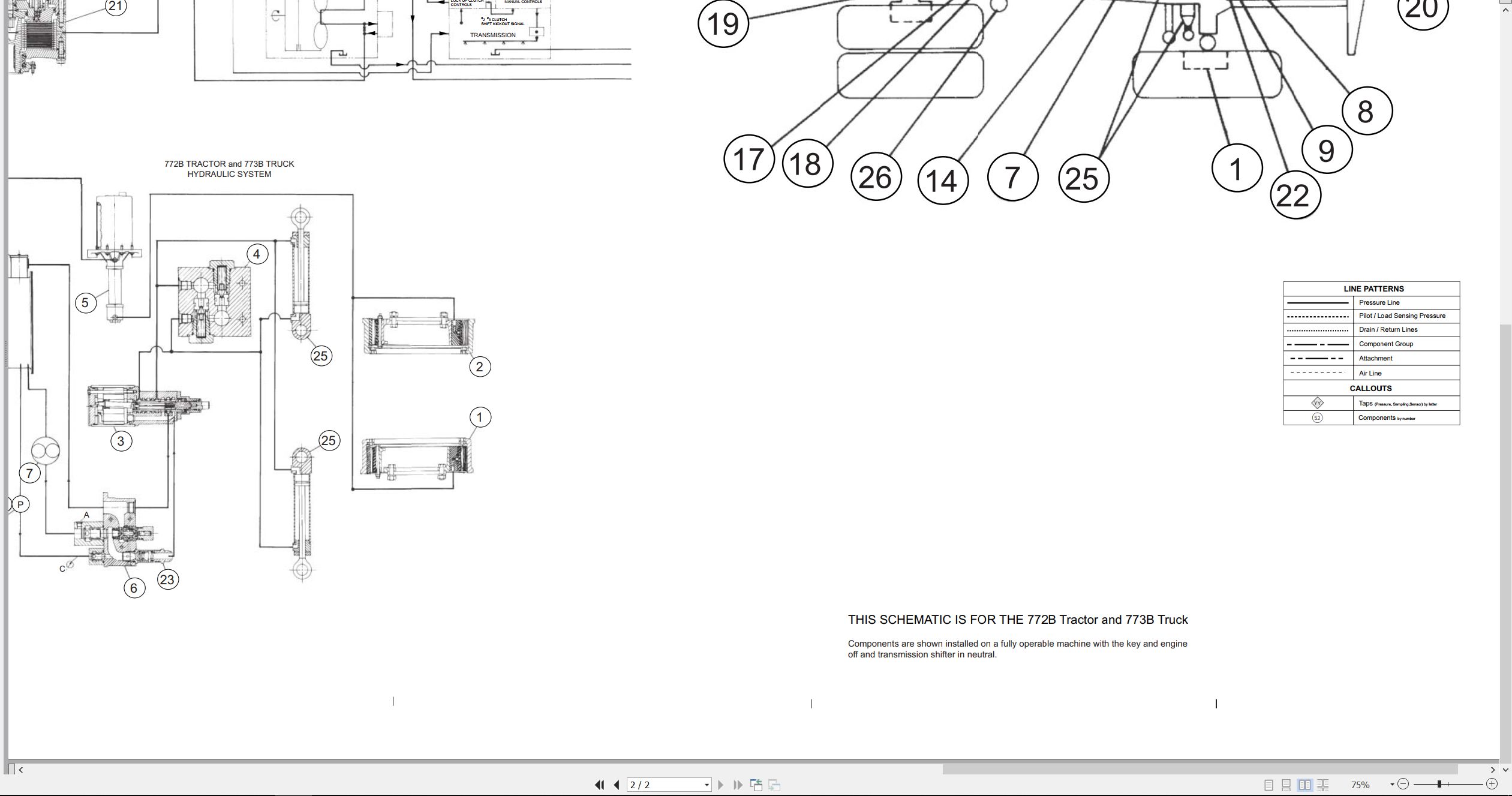CAT Off Highway Truck 772B Electrical Air Hydraulic Schematic (3)