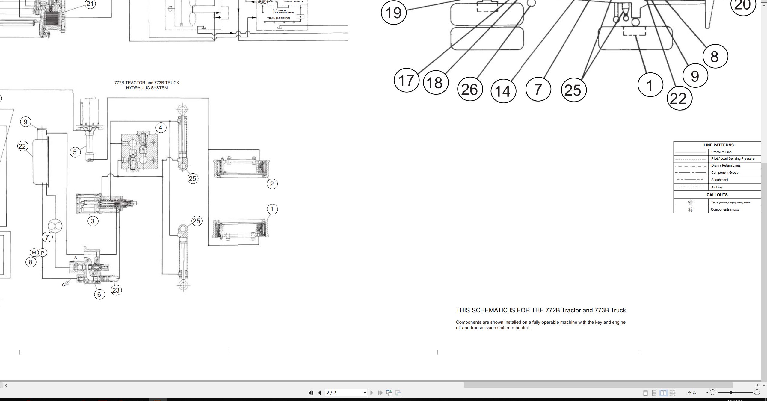 CAT Off Highway Truck 773B Electrical Air Hydraulic Schematic (3)
