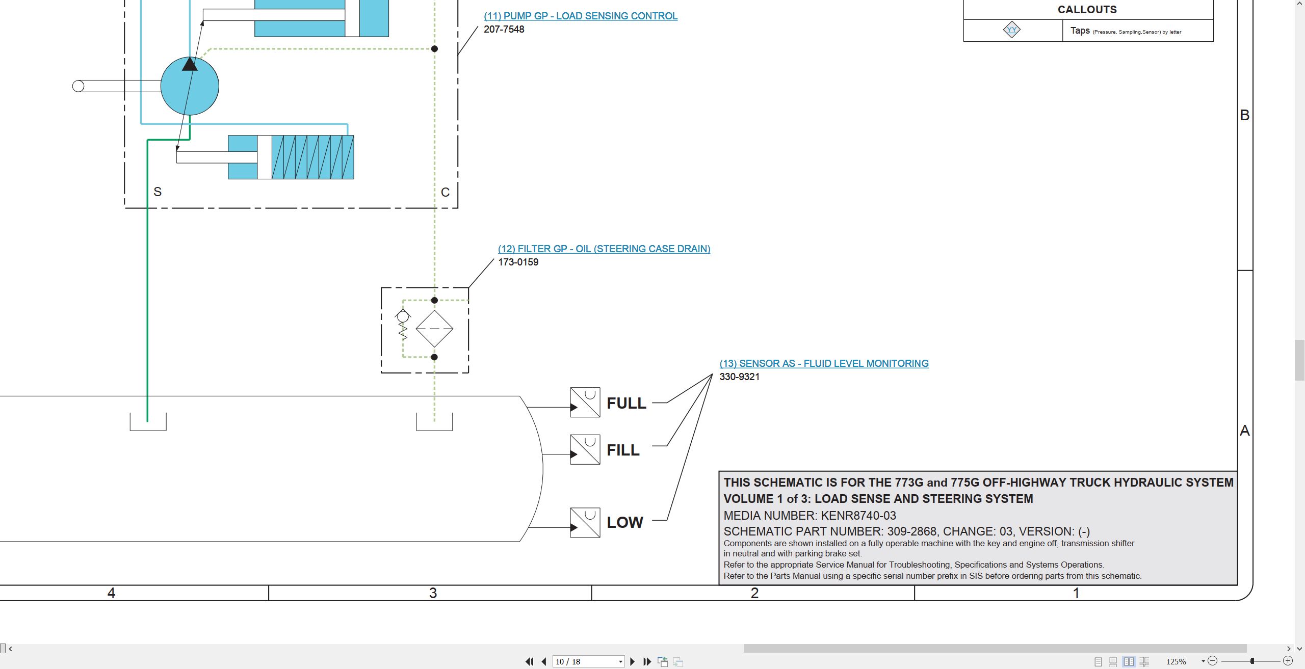 CAT Off Highway Truck 773G Electrical Hydraulic Schematic (3)